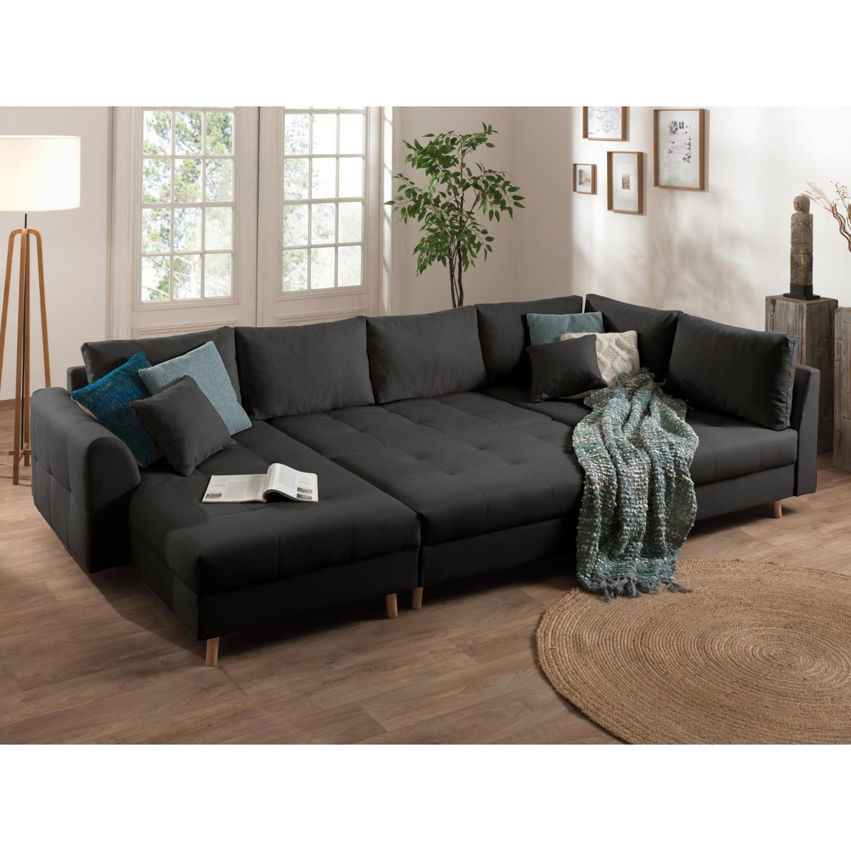 LISA DESIGN Rune - canapé panoramique - avec pouf d'appoint - 7 places - style scandinave - droit