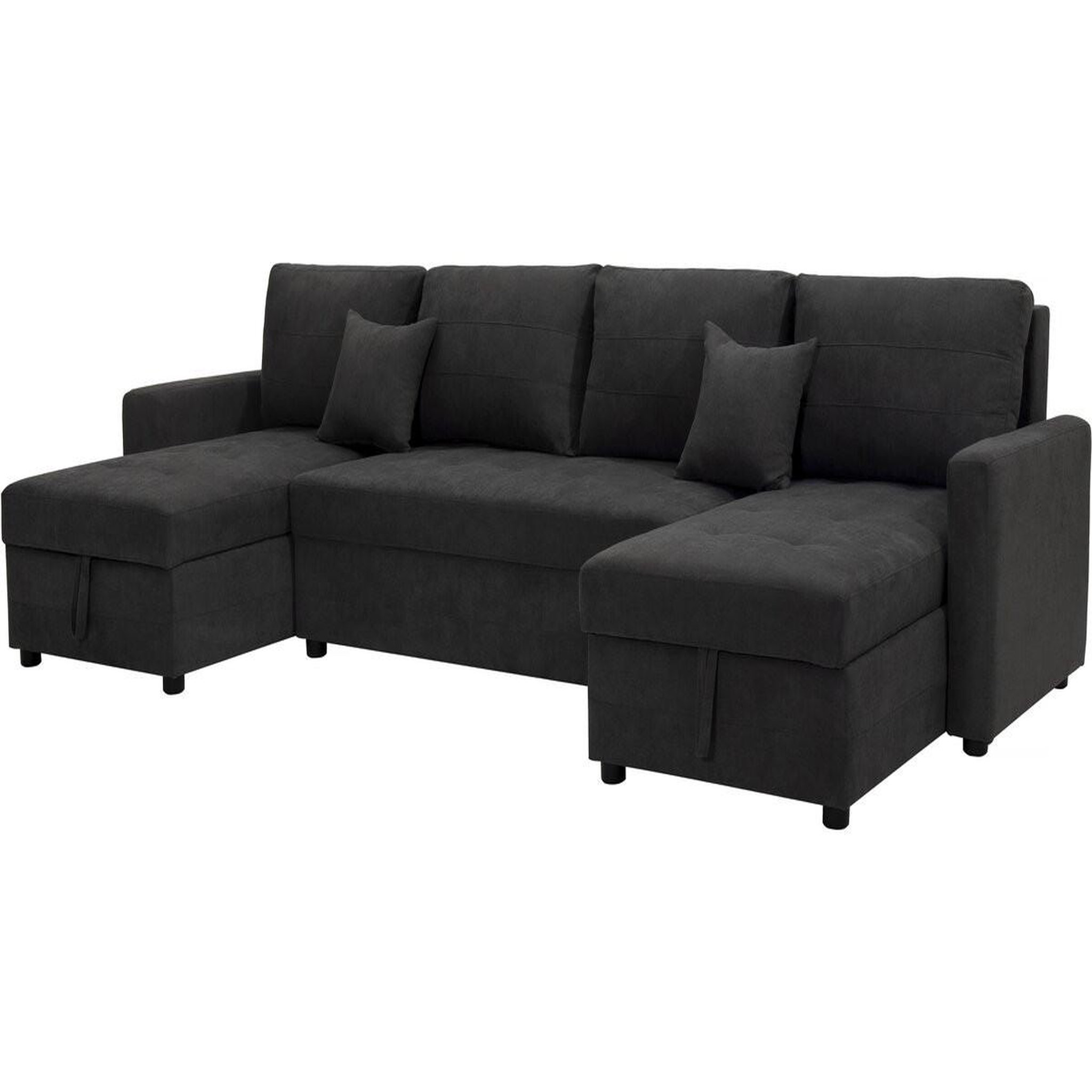 Habitat et Jardin Canapé panoramique convertible avec coffres de rangement  antoine  - 5 places - gris foncé