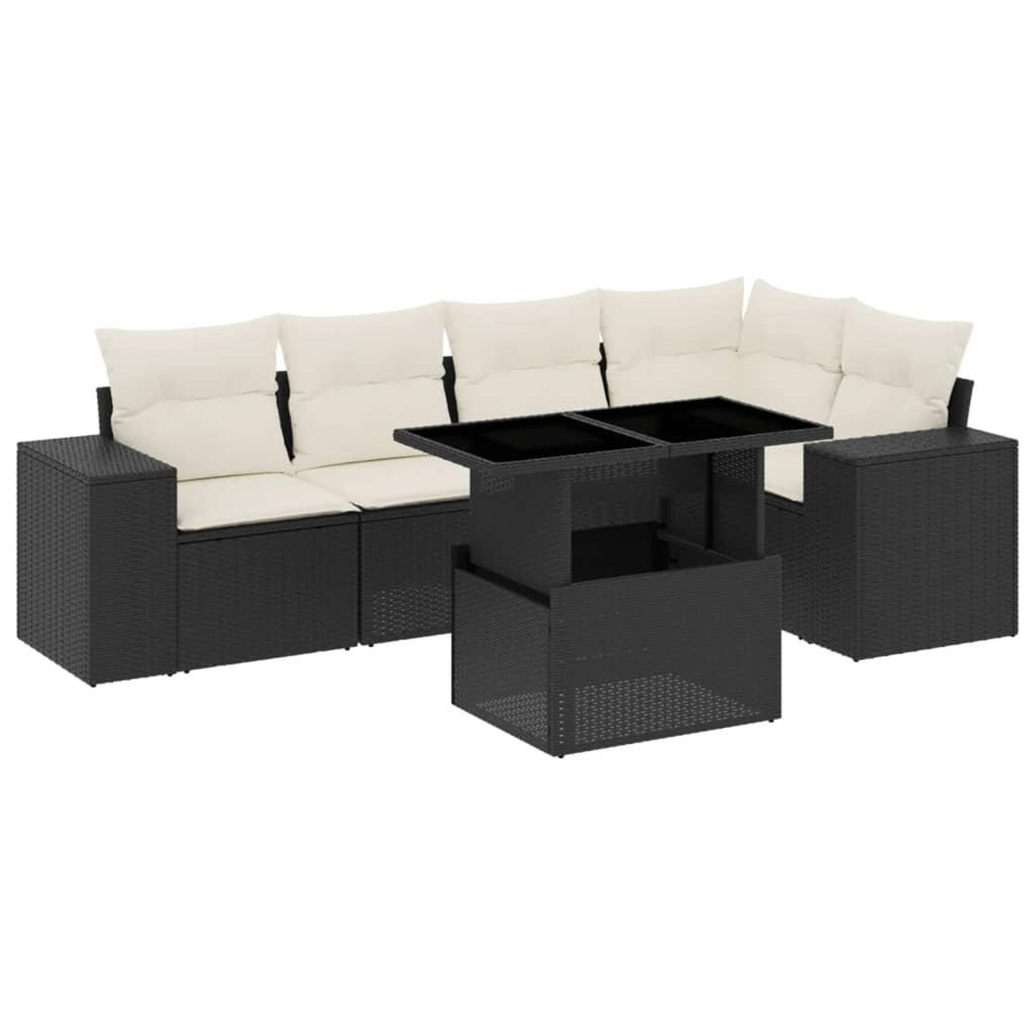 Voir la diapositive 2 : VIDAXL Salon de jardin 6 pcs avec coussins noir resine tressee