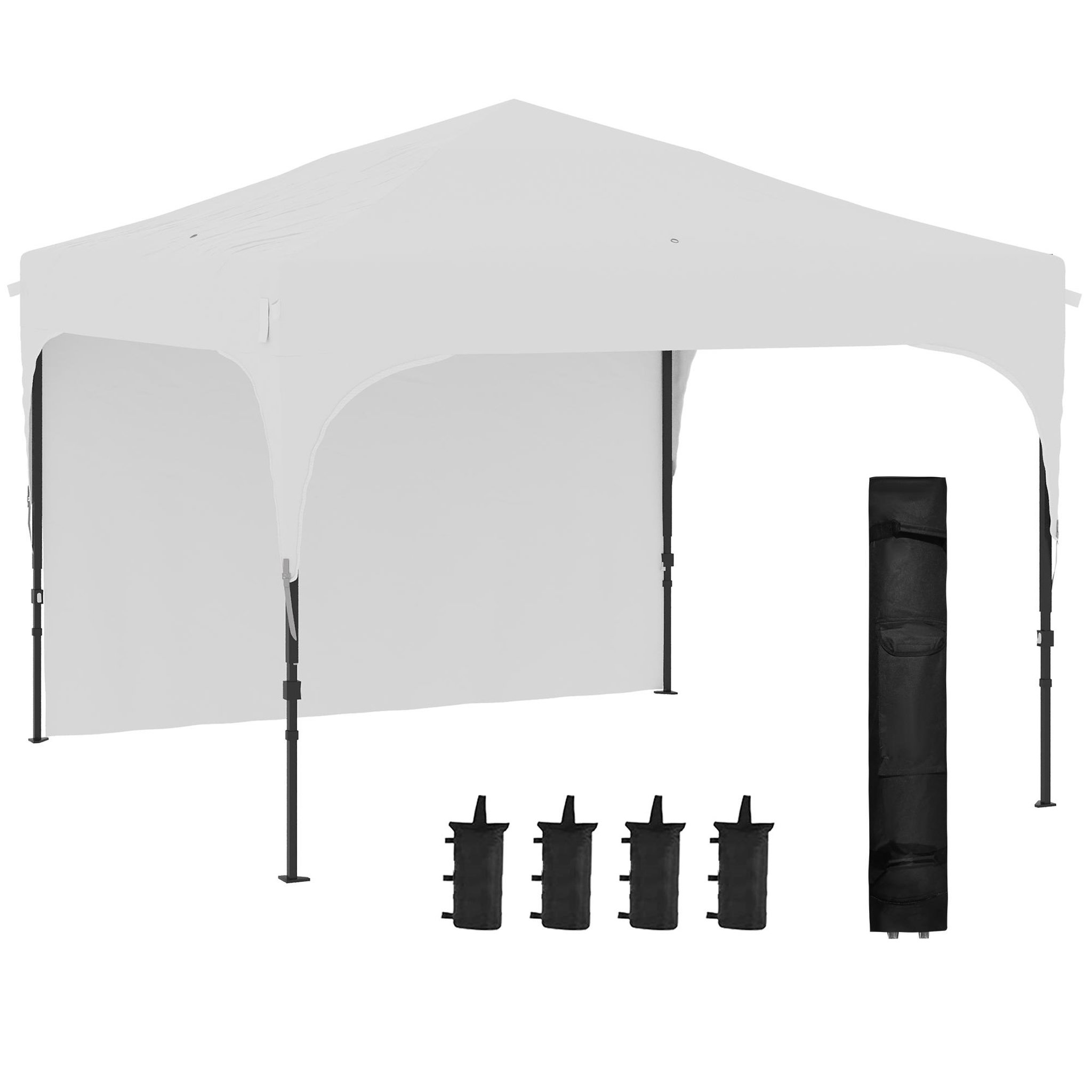 Voir la diapositive 1 : OUTSUNNY Tonnelle barnum de jardin pliant - dim. 3L x 3l x 2,65H m - acier Oxford blanc