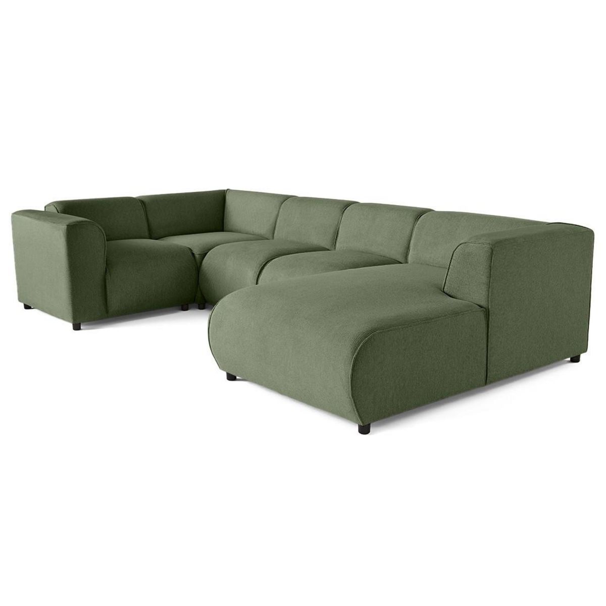 LISA DESIGN Suaro - canapé modulable panoramique d'angle gauche 7 places en tissu texturé