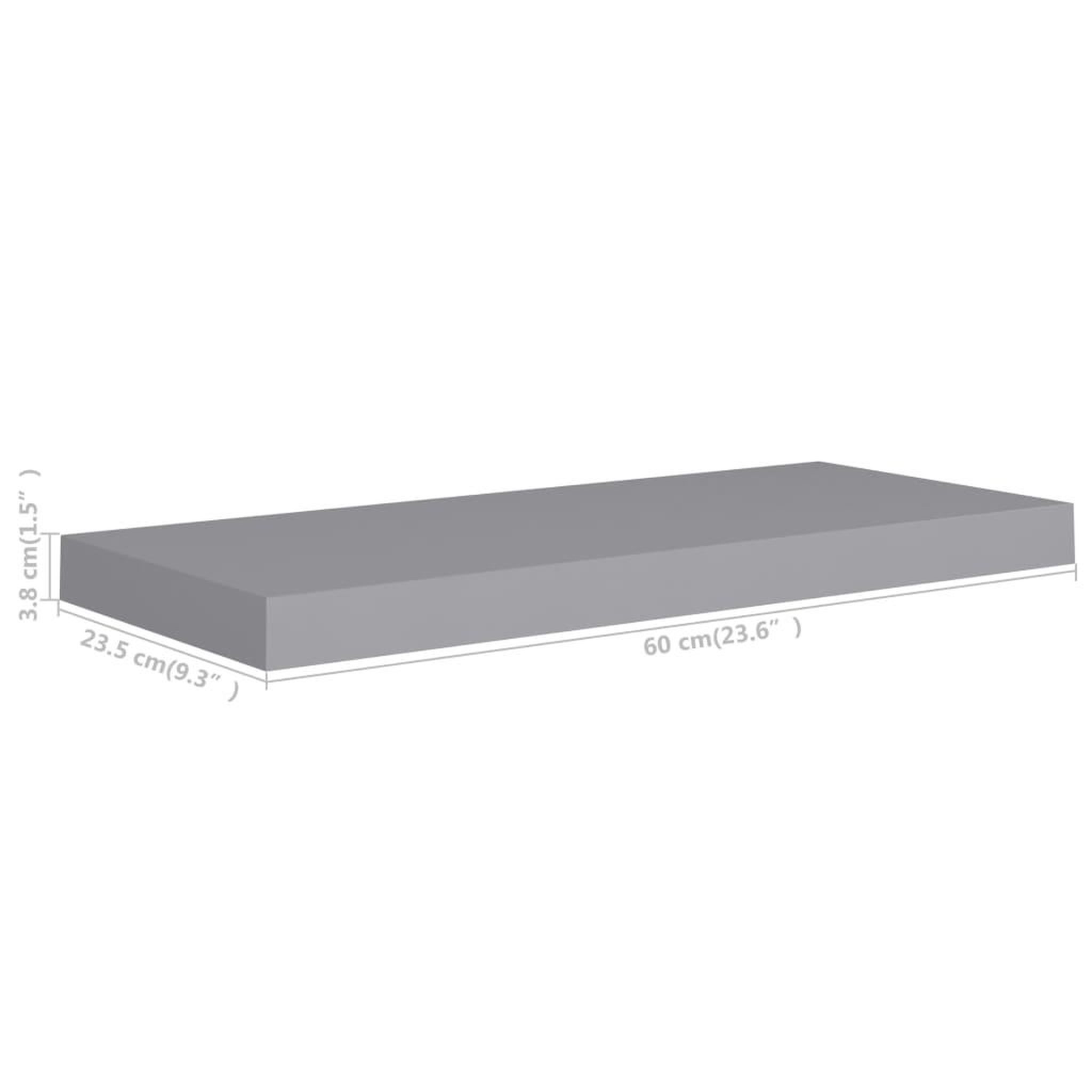 Voir la diapositive 6 : VIDAXL Etageres murales flottantes 4 pcs Gris 60x23,5x3,8 cm MDF