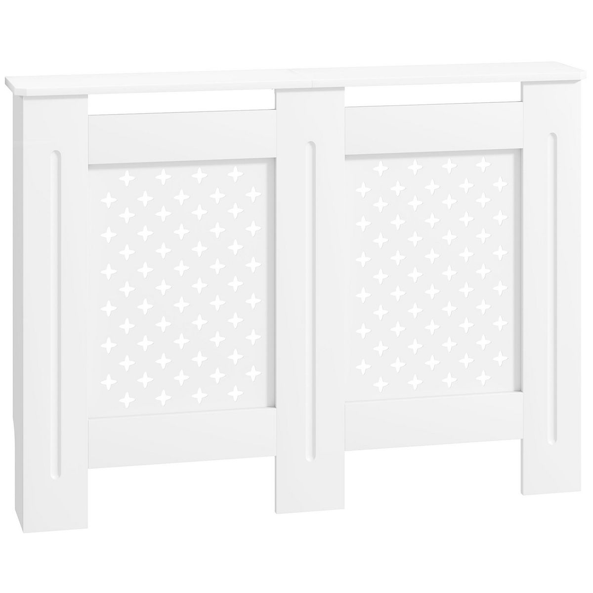 HOMCOM Cache-radiateur motif nid d'abeille - dim. 112L x 19l x 81H cm - MDF blanc