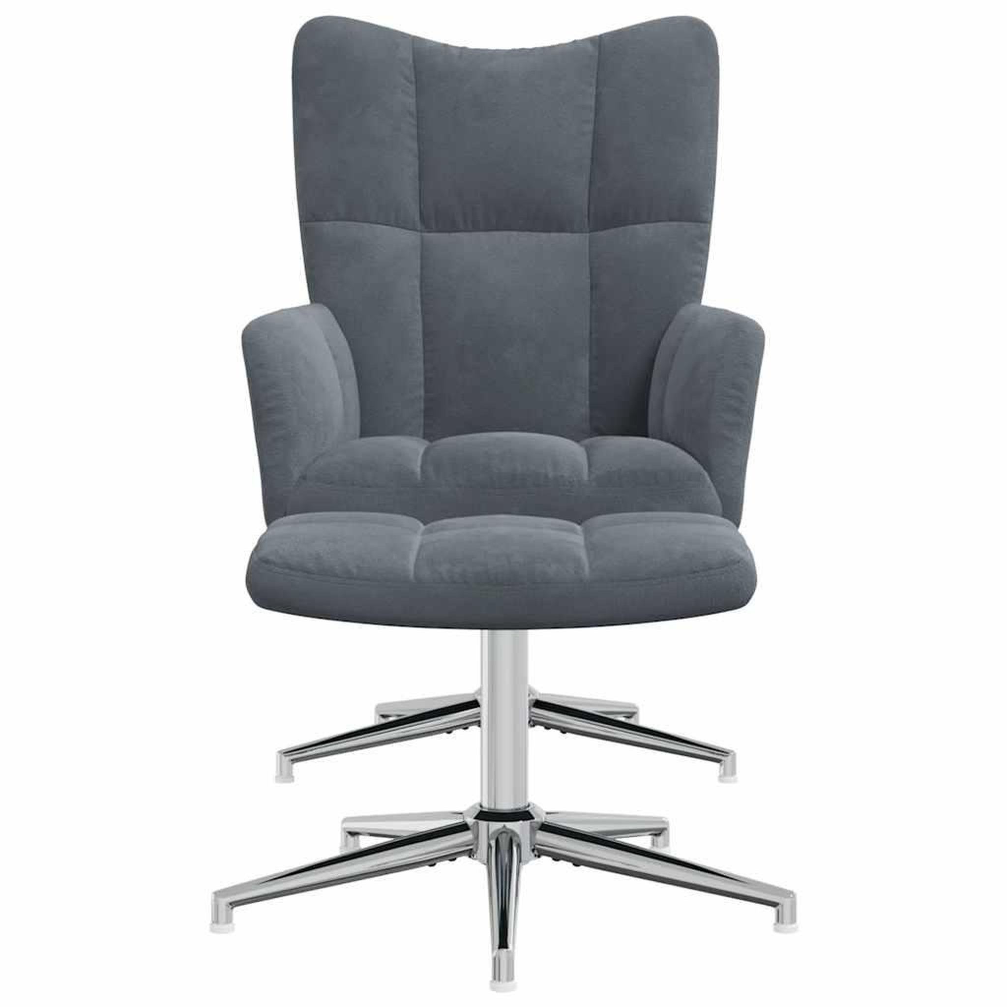 Voir la diapositive 3 : VIDAXL Chaise de relaxation avec tabouret Gris fonce Velours