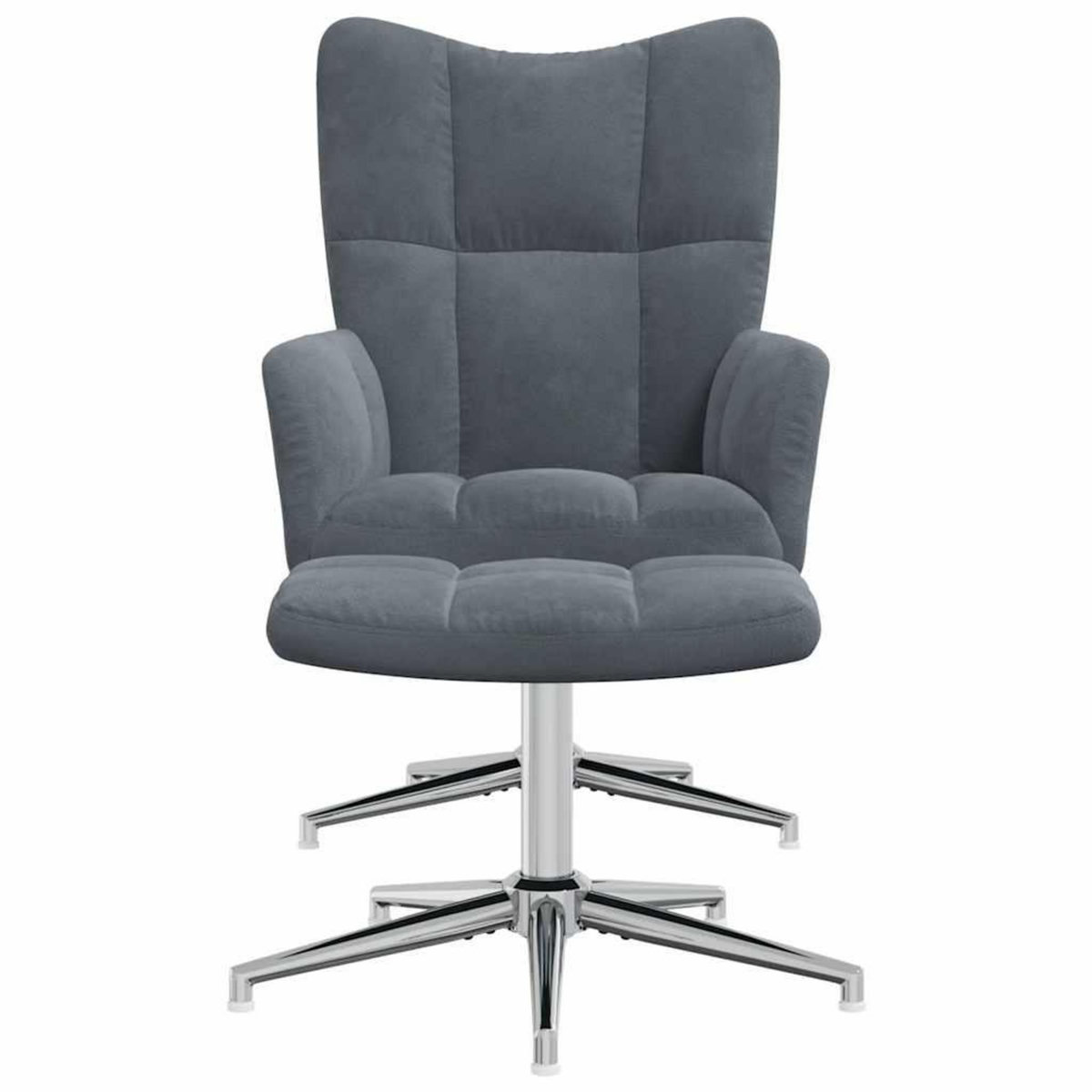 VIDAXL Chaise de relaxation avec tabouret Gris fonce Velours