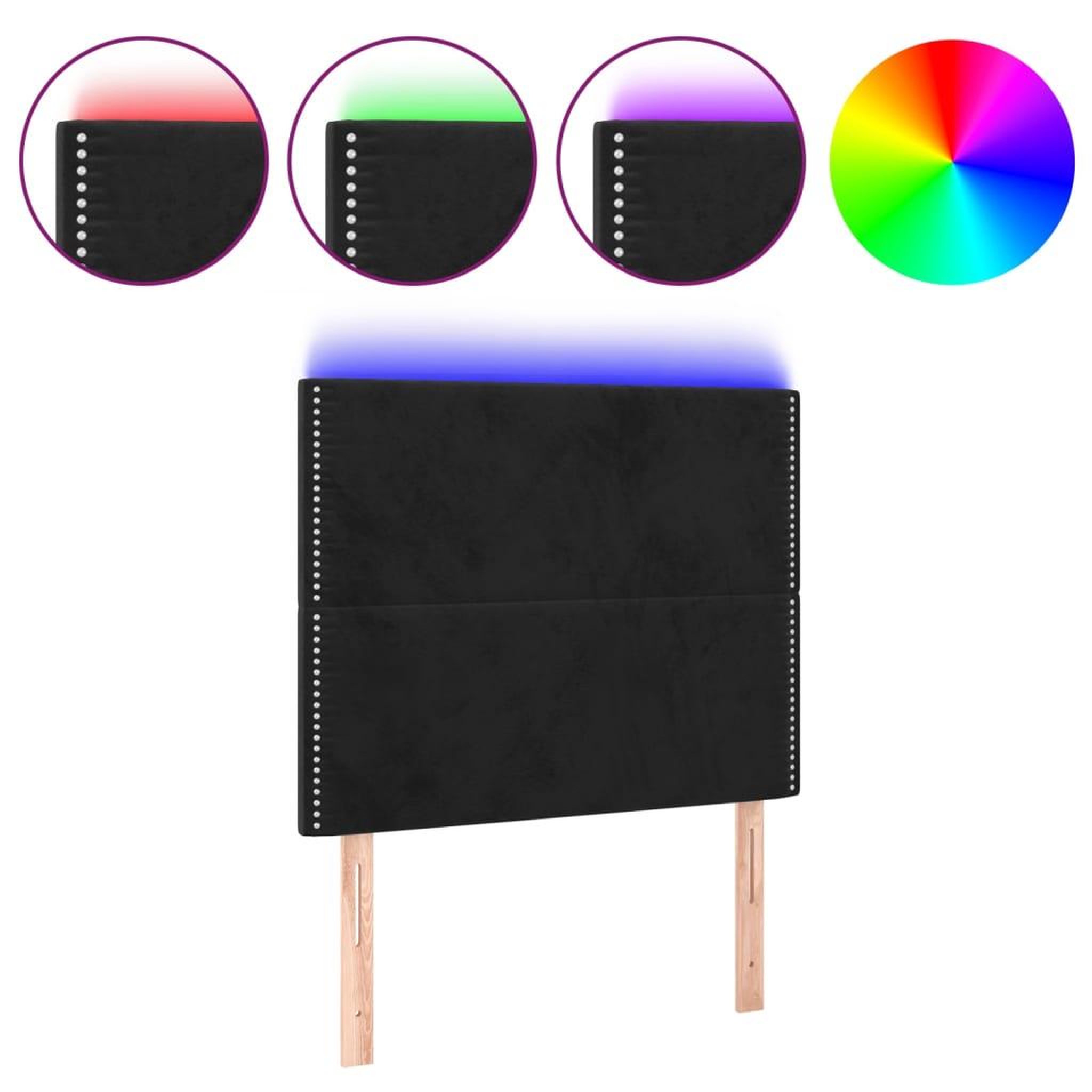 Voir la diapositive 2 : VIDAXL Tete de lit a LED Noir 90x5x118/128 cm Velours