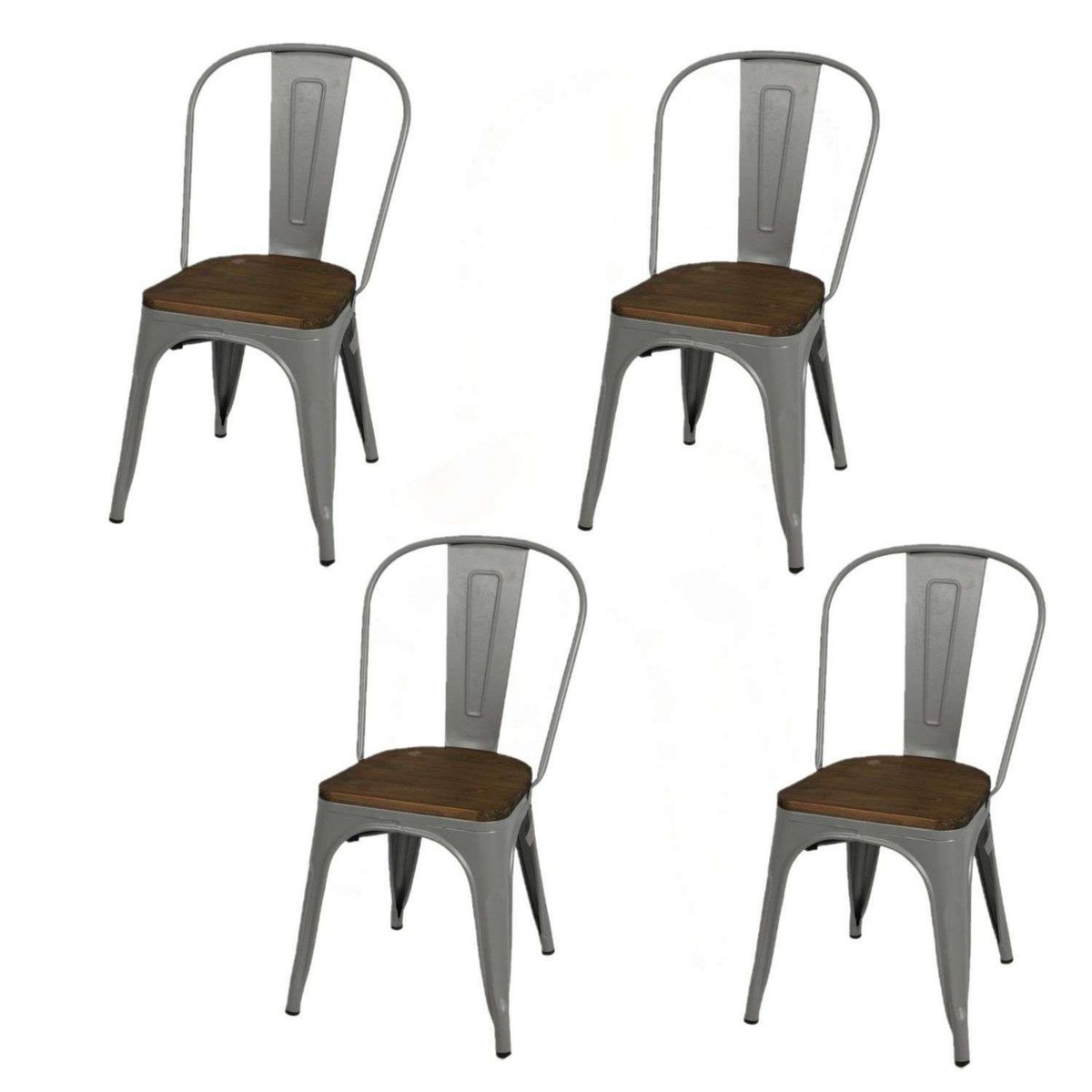 DIVERS Lot de 4 chaises vintage Liv H84 cm - Gris mat