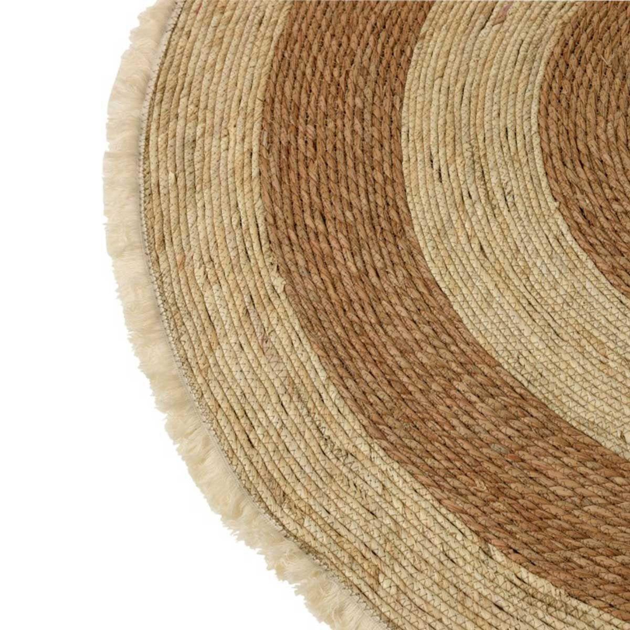 Voir la diapositive 2 : J-LINE Tapis Rond Déco  Floche Écorce  120cm Naturel