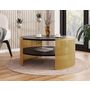 Voir la diapositive 3 : BEST MOBILIER Cruz - table basse ronde - noir et doré - 75 cm