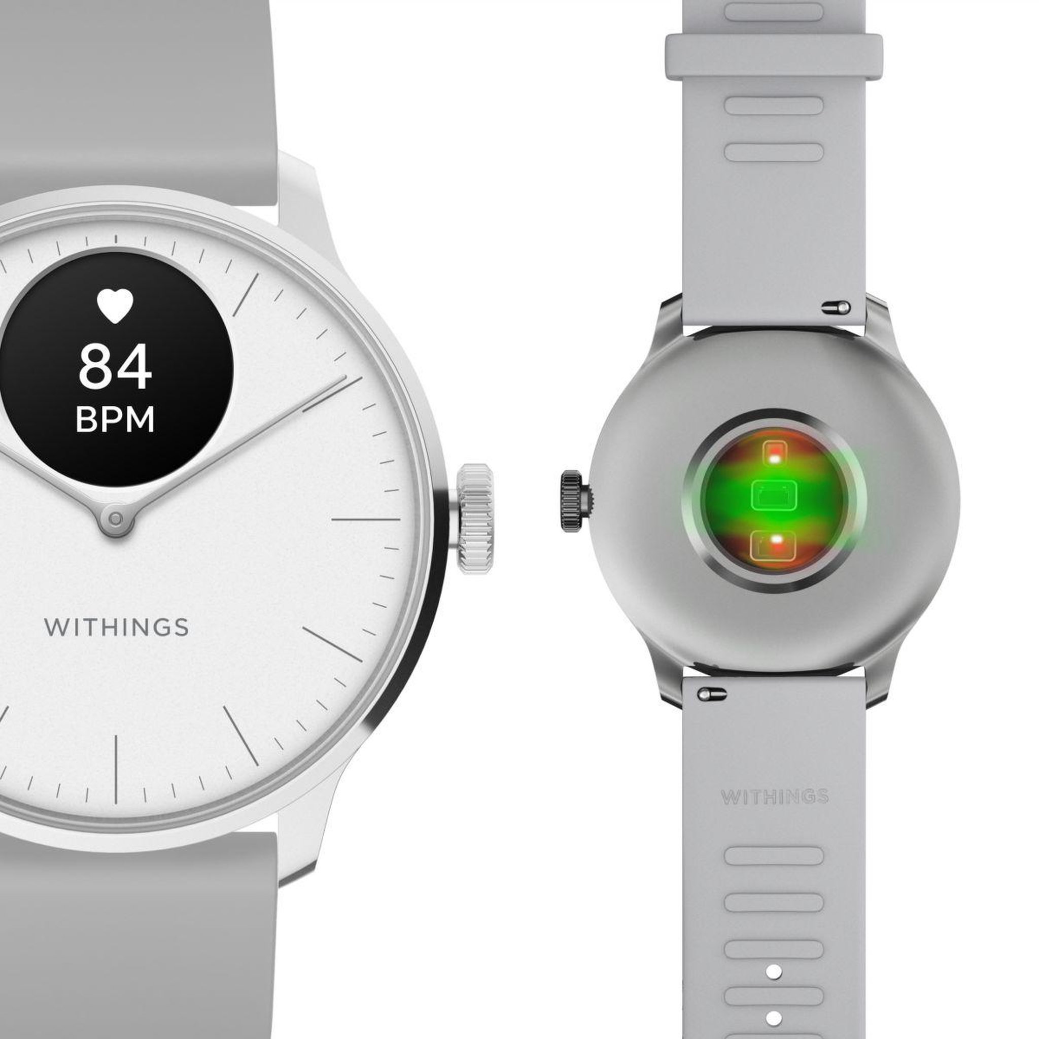 Voir la diapositive 4 : WITHINGS Montre santé scanwatch light blanche