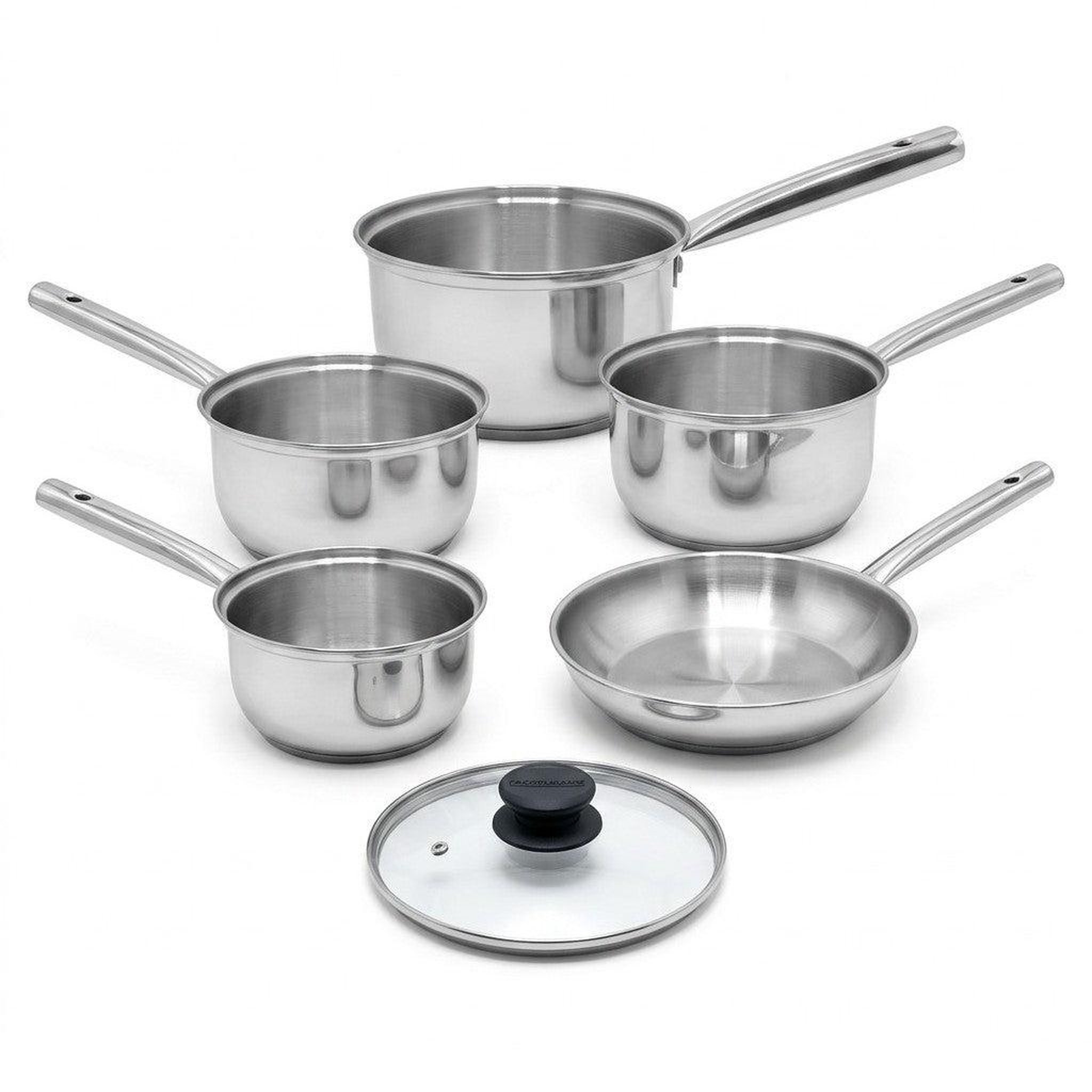 Fackelmann Lot de 4 casseroles 16/18/20/22 cm en inox et 1 poêle à frire 20 cm fackelmann rhona