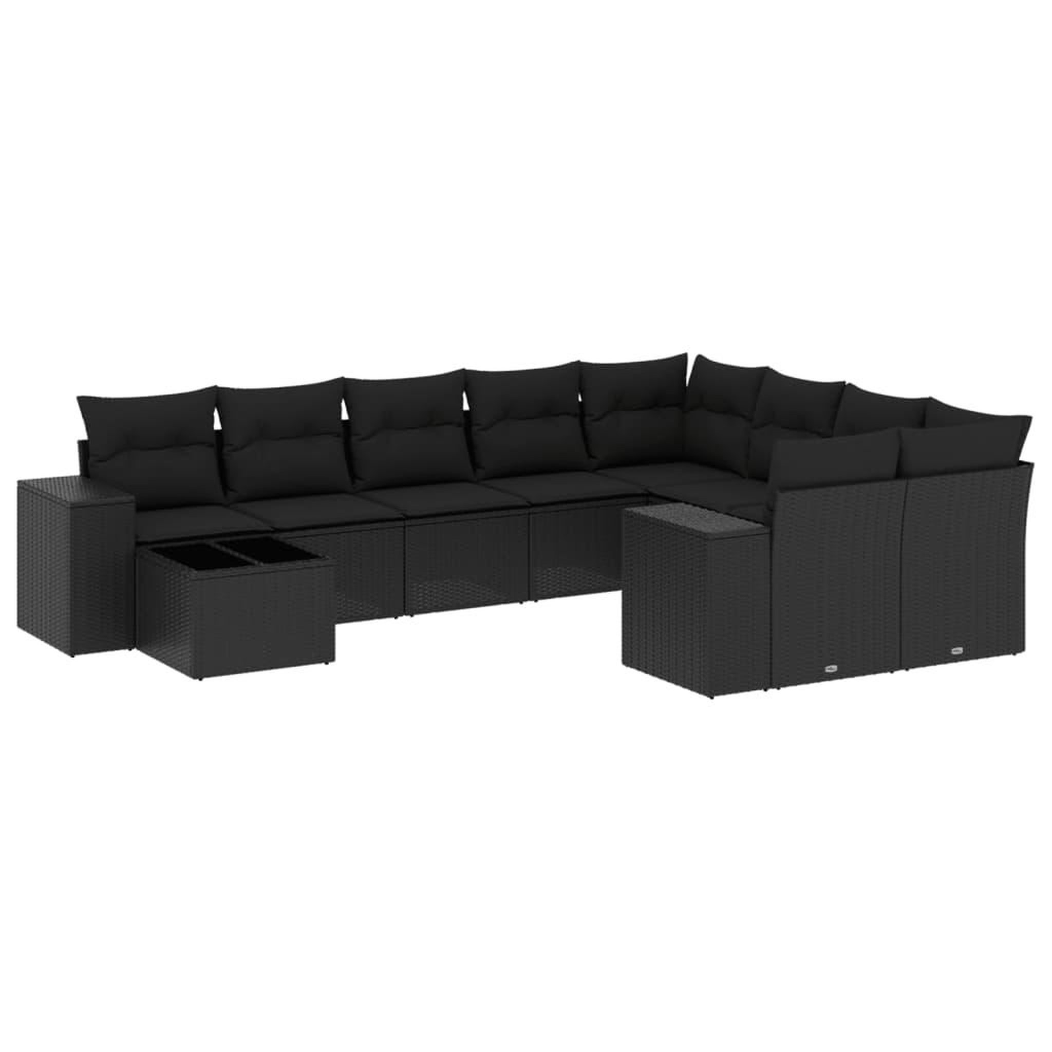 Voir la diapositive 2 : VIDAXL Salon de jardin 10 pcs avec coussins noir resine tressee