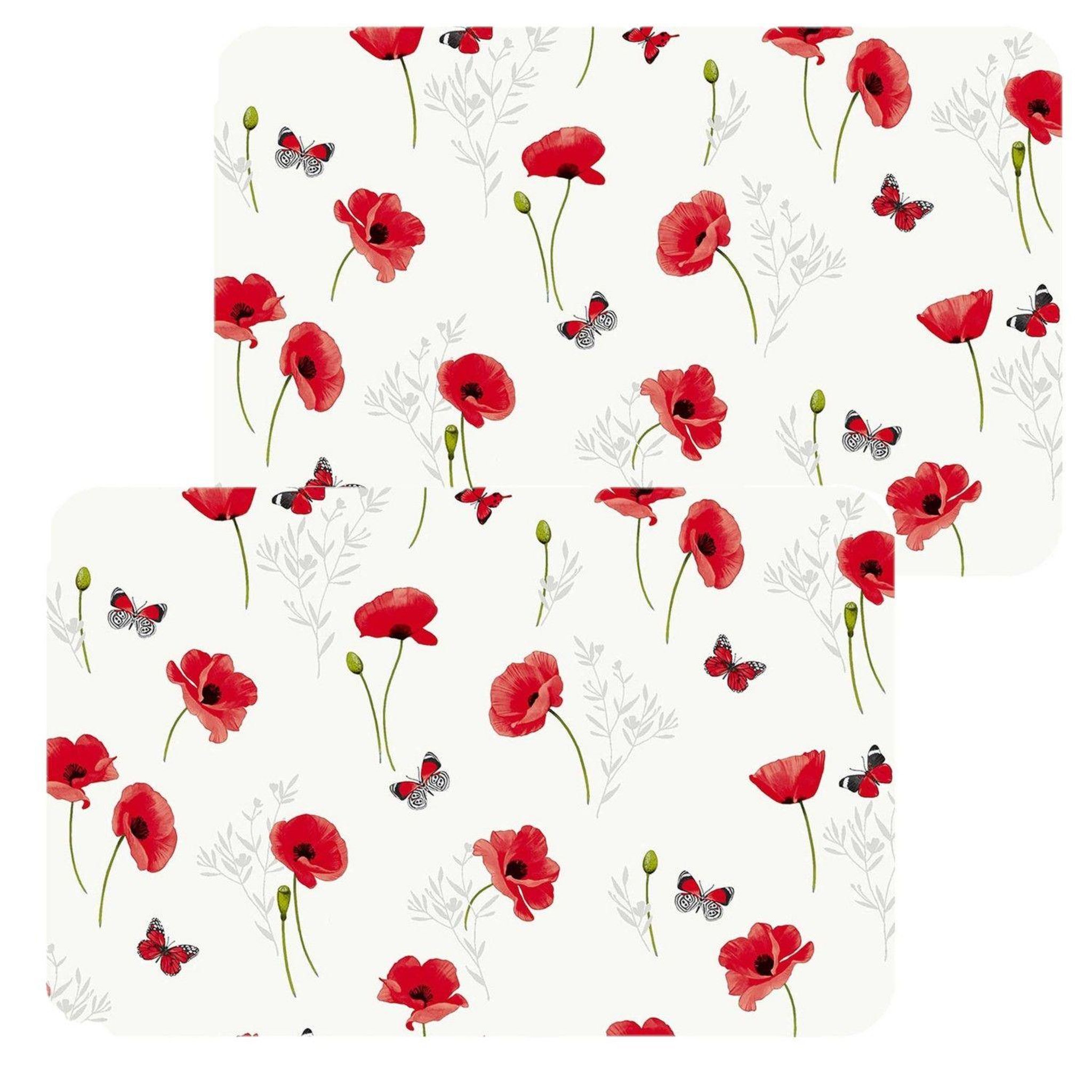 TOILINUX Lot de 2 sets de table COQUELICOTS - 44 x 30 cm - Rouge