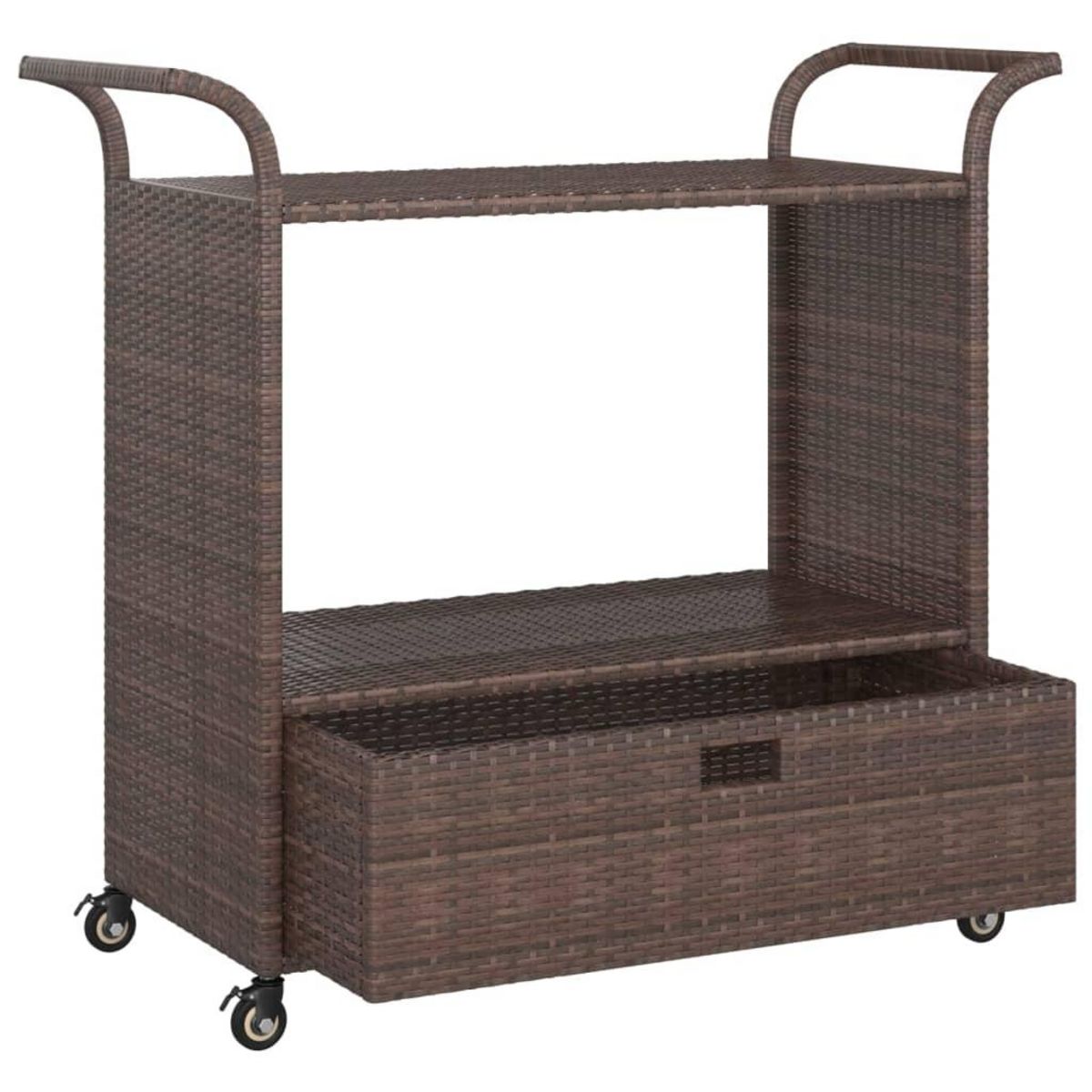 VIDAXL Chariot de bar avec tiroir Marron 100x45x97 cm Resine tressee