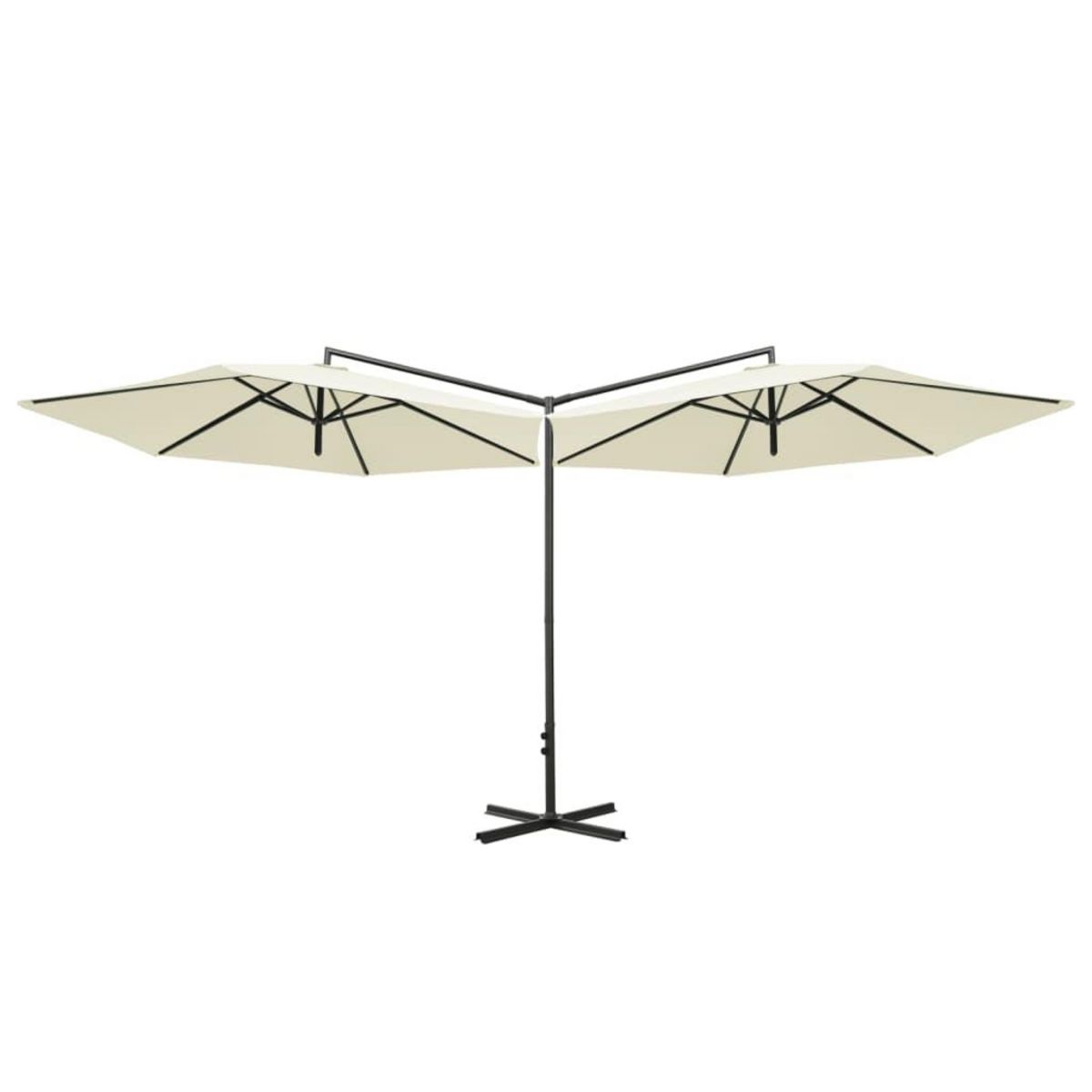 VIDAXL Parasol de jardin double avec mat en acier sable 600 cm