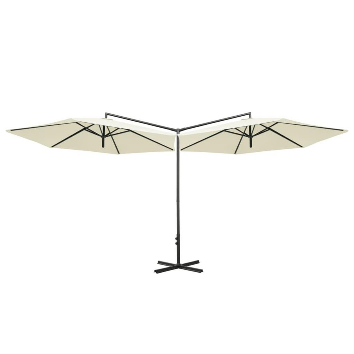 VIDAXL Parasol de jardin double avec mat en acier sable 600 cm