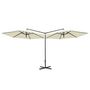 Voir la diapositive 3 : VIDAXL Parasol de jardin double avec mat en acier sable 600 cm