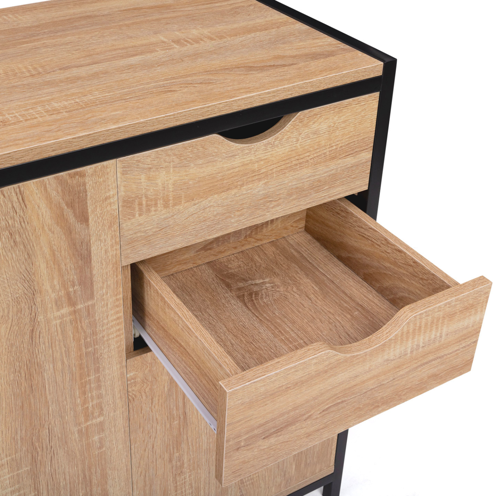 Voir la diapositive 5 : ID MARKET Buffet bas 110 cm detroit avec placards et tiroirs design industriel
