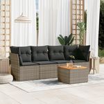 VIDAXL Salon de jardin 5 pcs avec coussins gris resine tressee