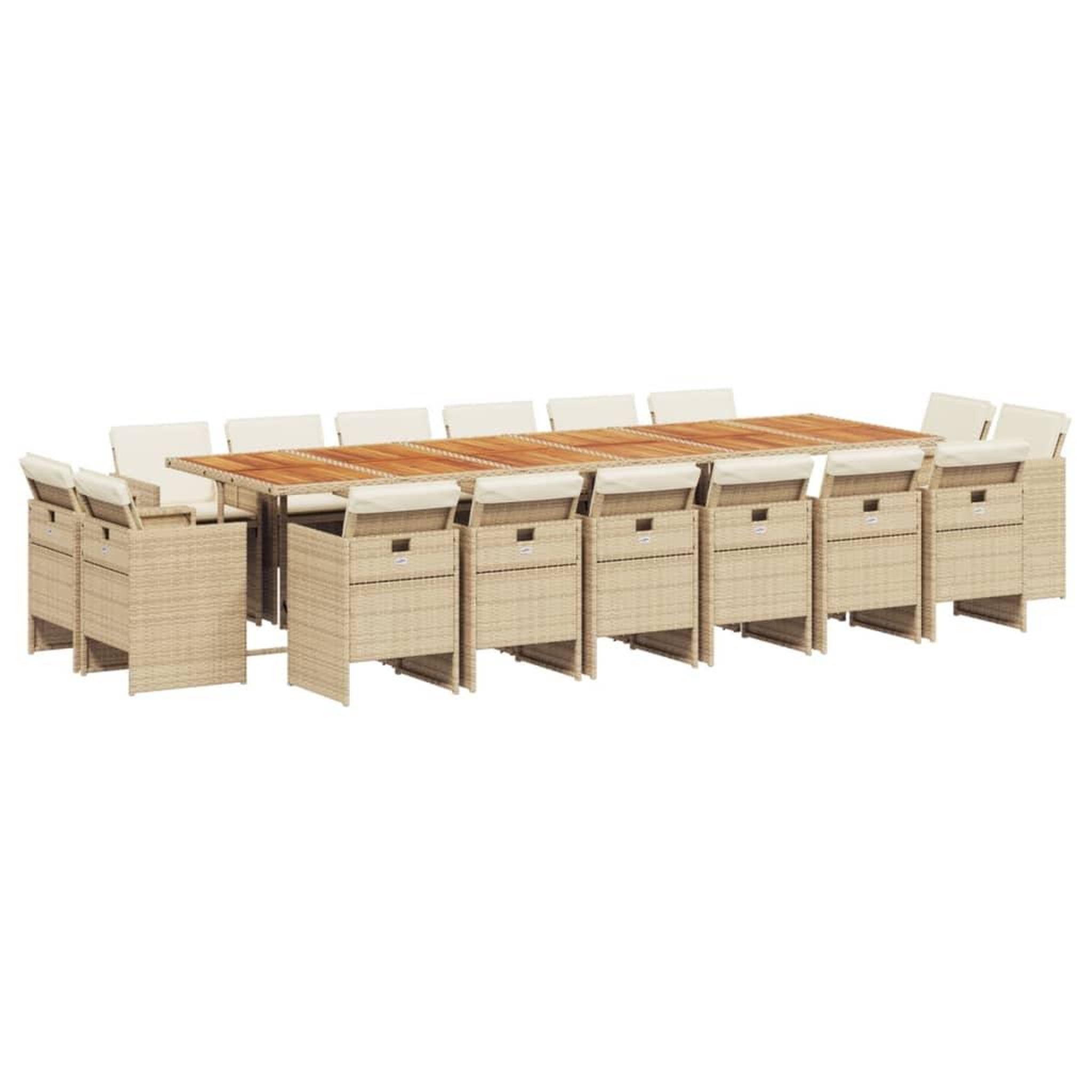 Voir la diapositive 2 : VIDAXL Ensemble a manger de jardin et coussins 17 pcs beige