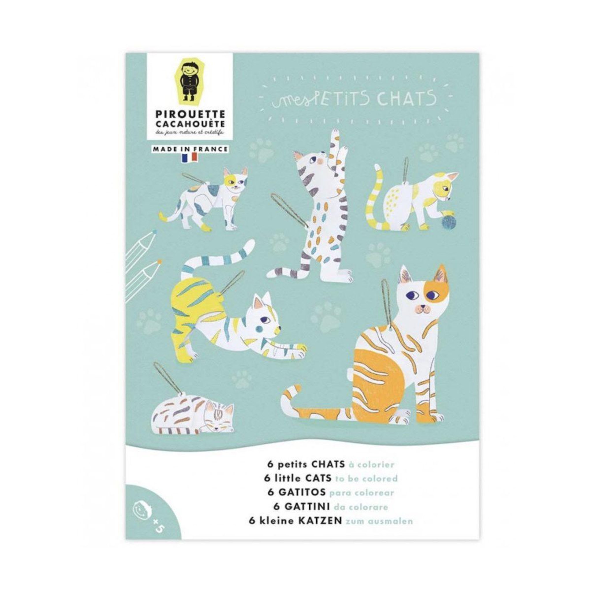PIROUETTE CACAHOUETE Kit creatif chats a colorier