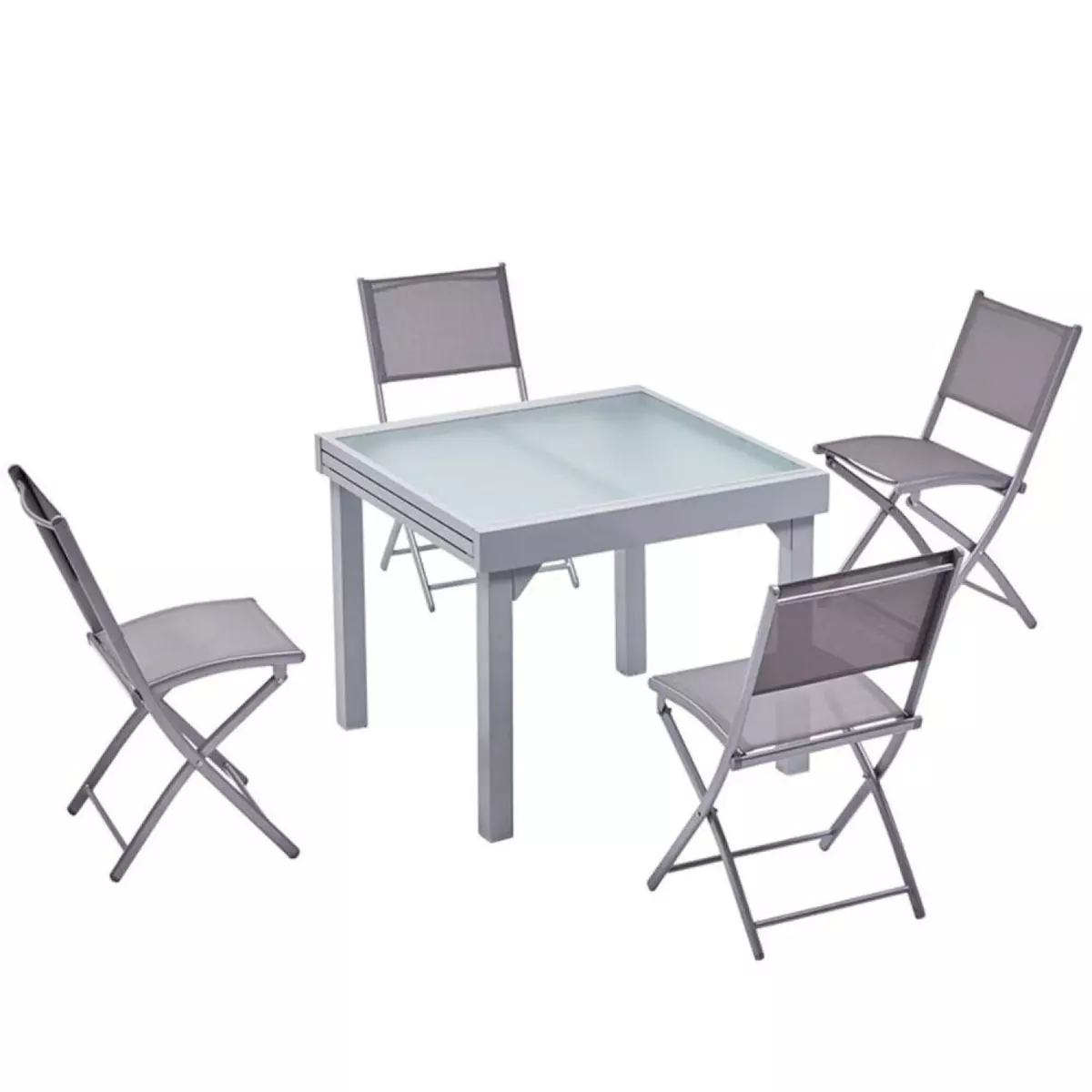 CONCEPT USINE Table de jardin extensible en alu 8 pers + 4 chaises MOLVINA