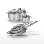 ELO Lot de 3 Poêles 24/28/32 cm Elo Relief Solution et 3 Faitouts 14/20/24 cm