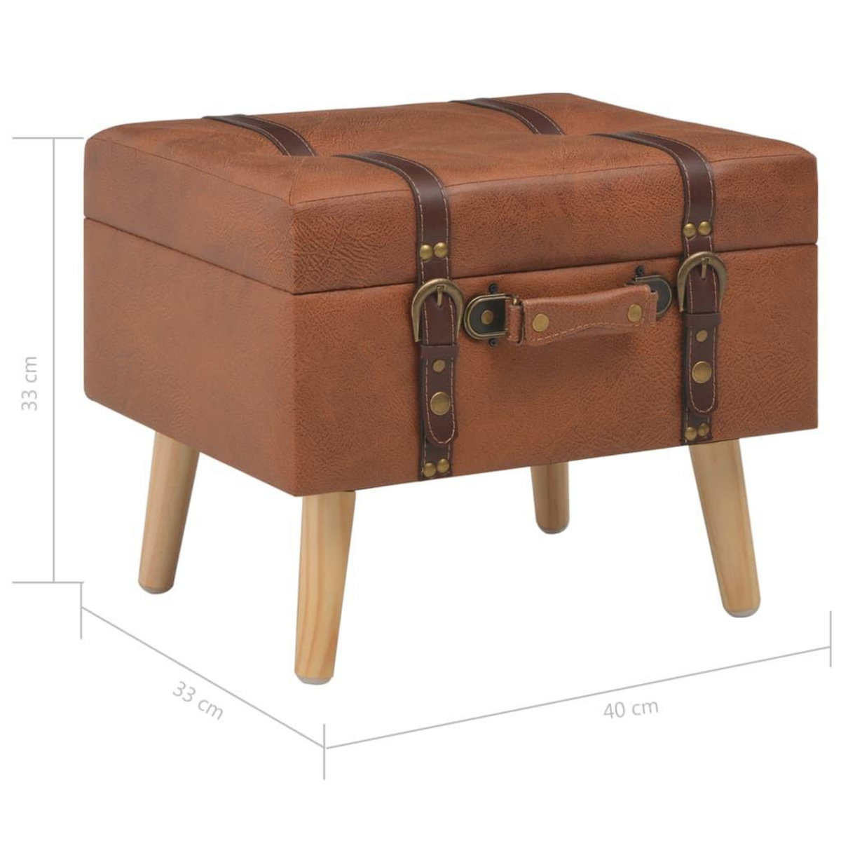 VIDAXL Tabouret de rangement 40 cm marron pale similicuir