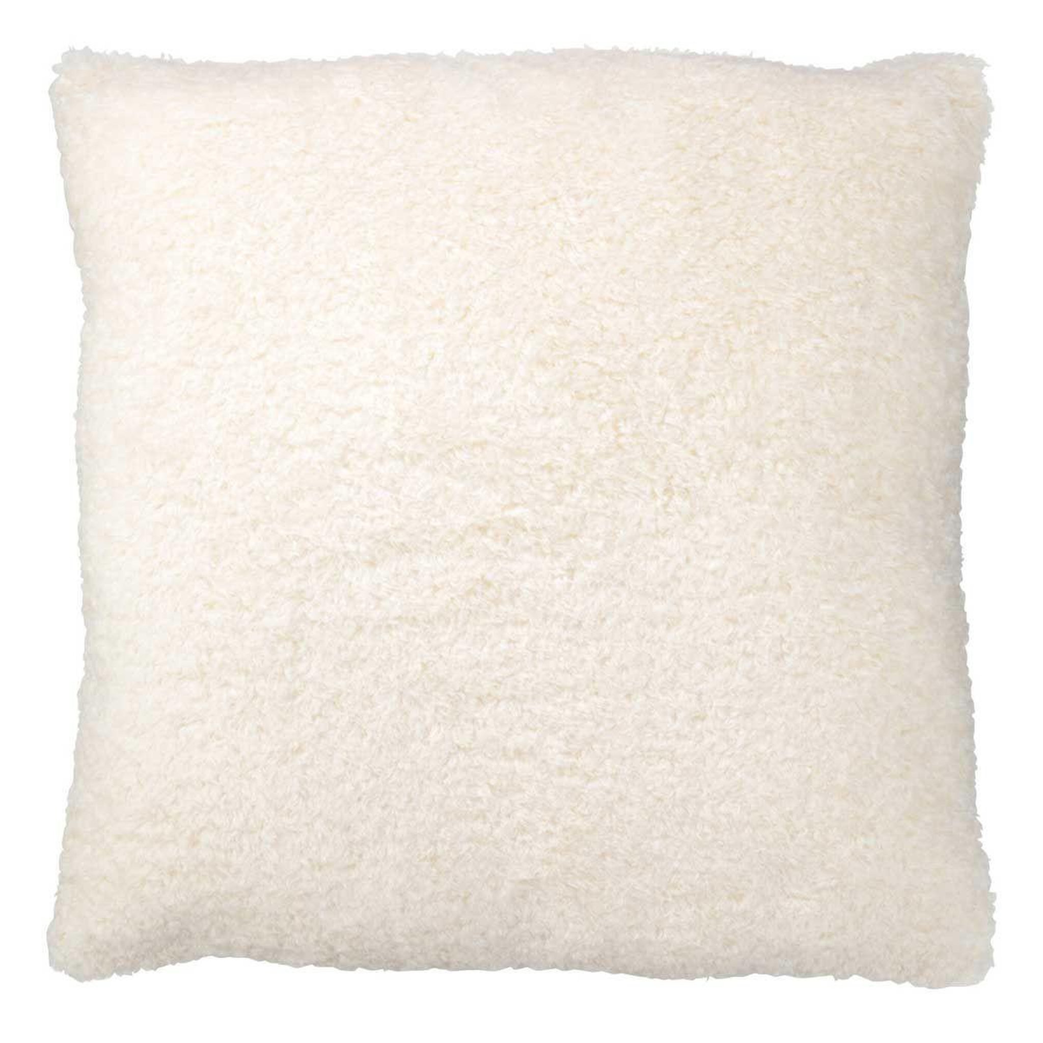 J-LINE Coussin déco  teddy  45x45cm blanc