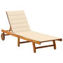 Voir la diapositive 1 : VIDAXL Chaise longue de jardin avec coussin Bois d'acacia solide