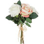 Voir la diapositive 3 : ATMOSPHERA Bouquet de Fleur  7 Roses  30cm Rose & Blanc