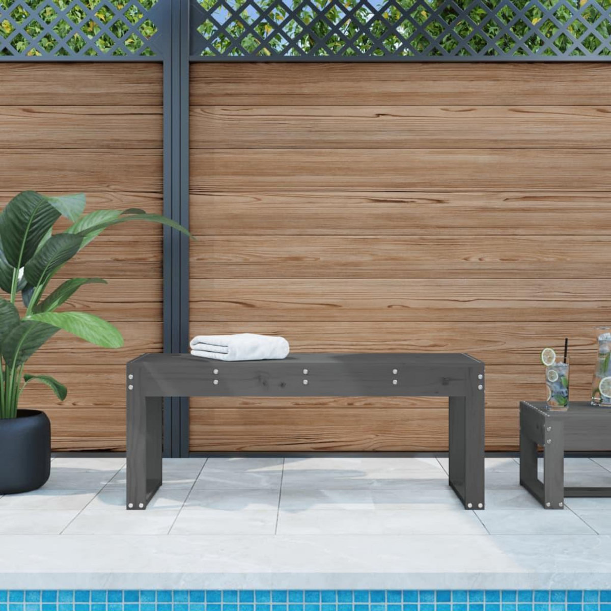 VIDAXL Banc de jardin gris 110x38x45 cm bois massif de pin