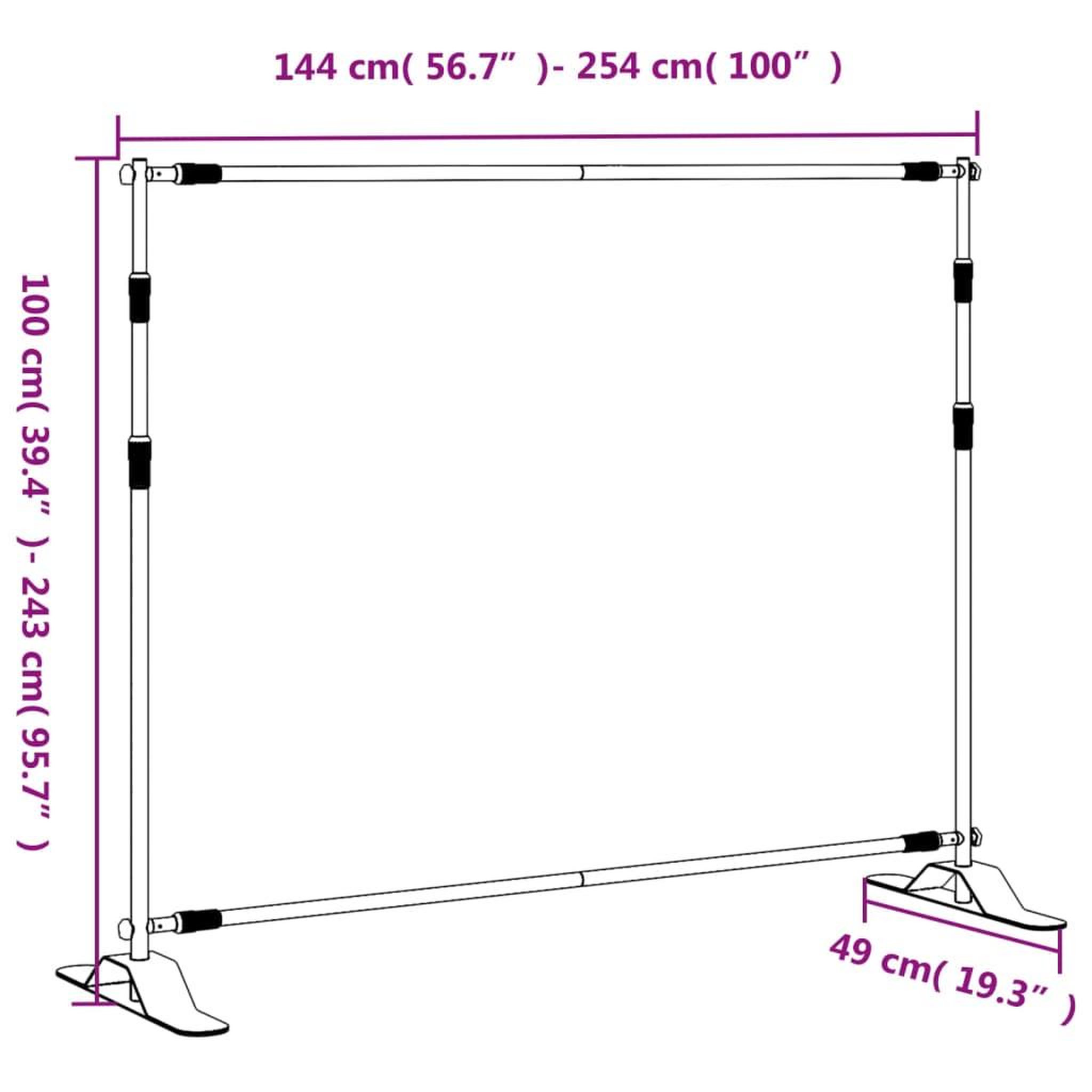 Voir la diapositive 6 : VIDAXL Support de toile de fond noir 254x243 cm acier
