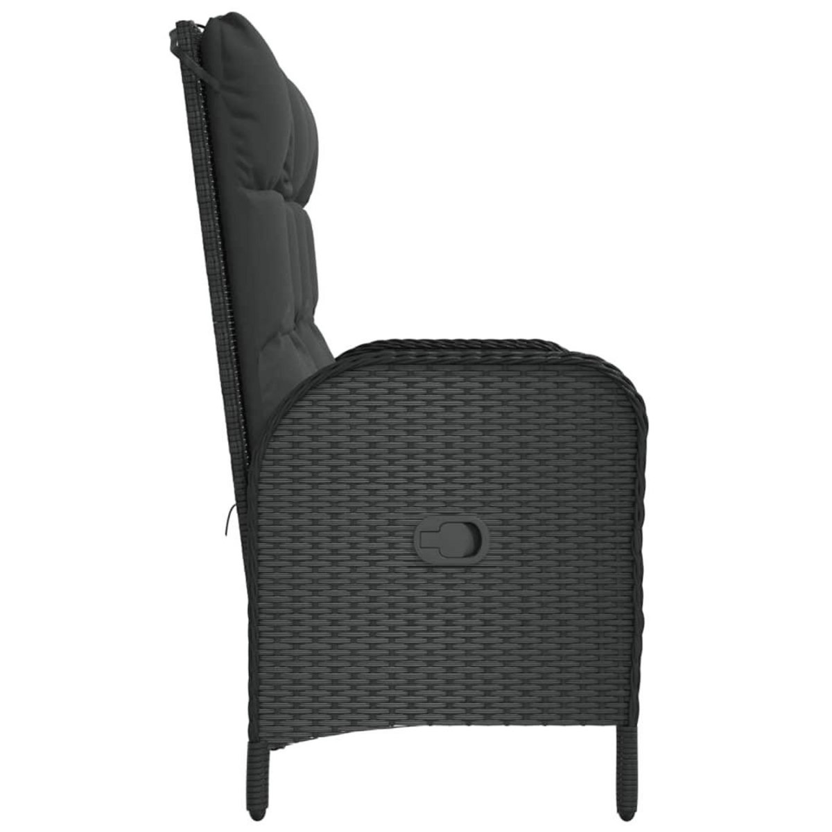 VIDAXL Banc de jardin inclinable avec coussins 107 cm Poly rotin Noir