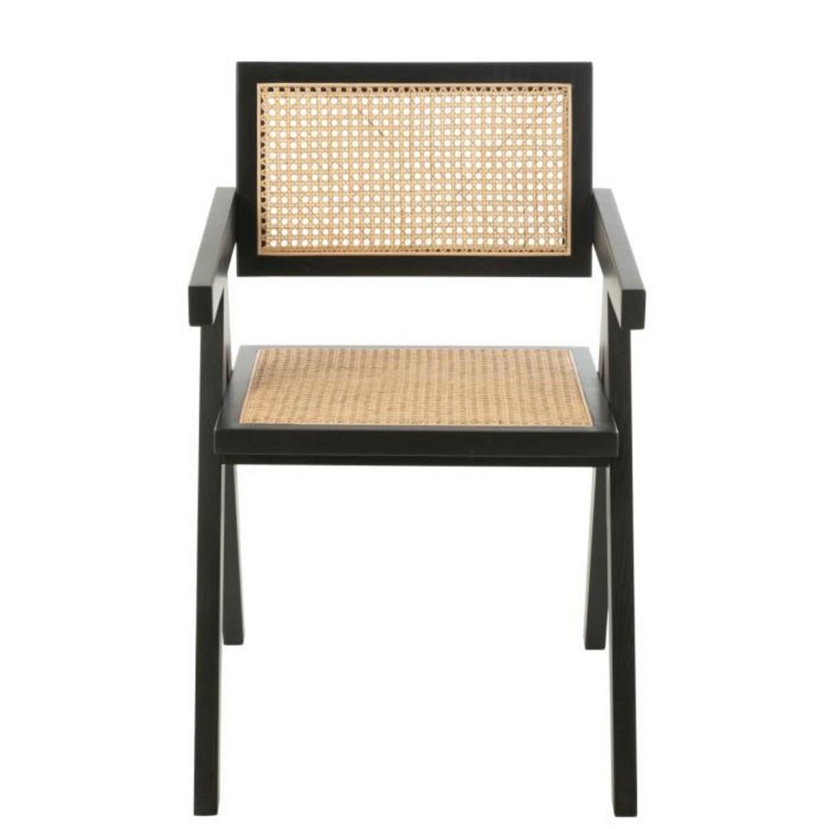 Paris Prix Chaise Cannage en Bois  Grid  80cm Noir