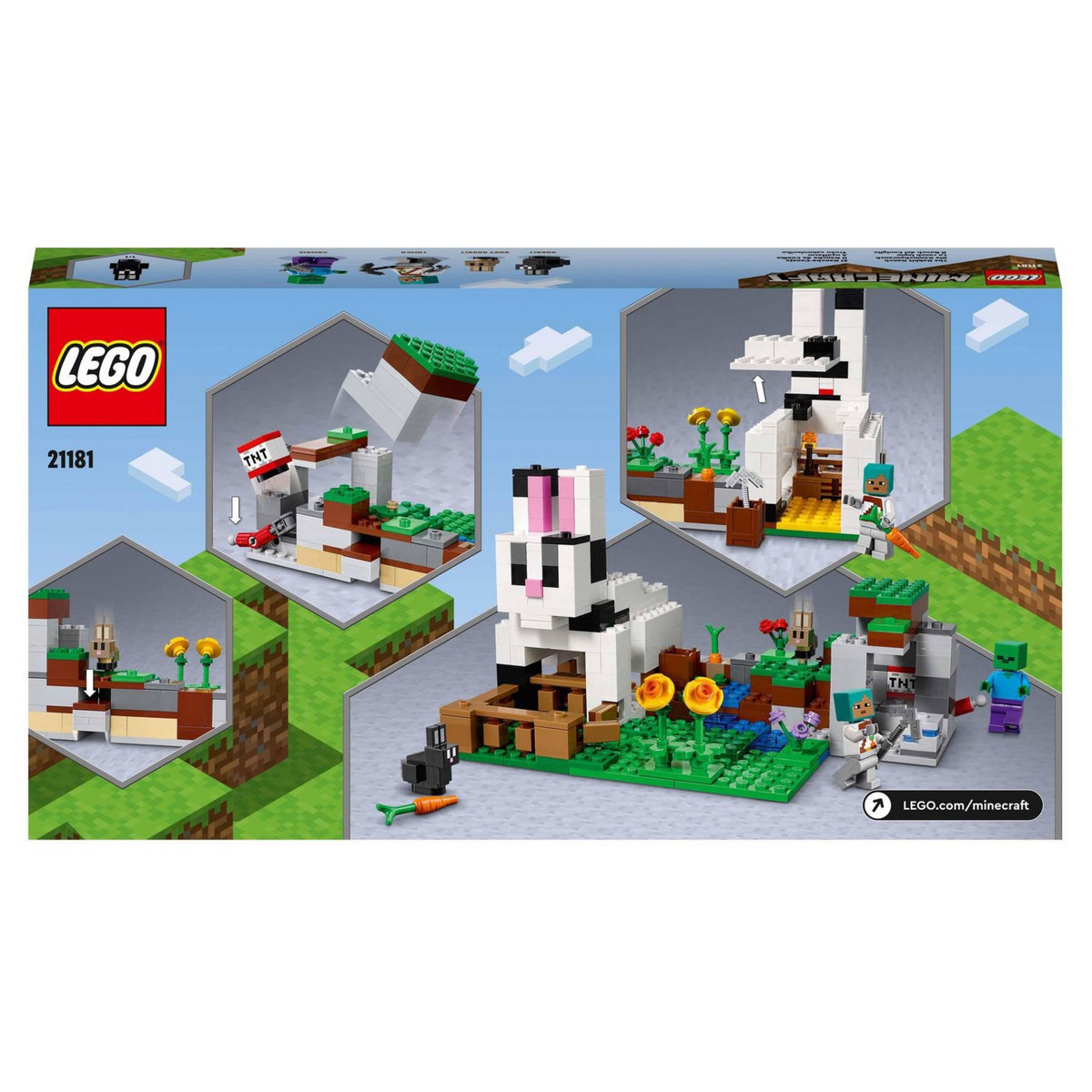 LEGO Minecraft 21181 - Le Ranch Lapin Set de Construction Maison, Ferme avec Animaux