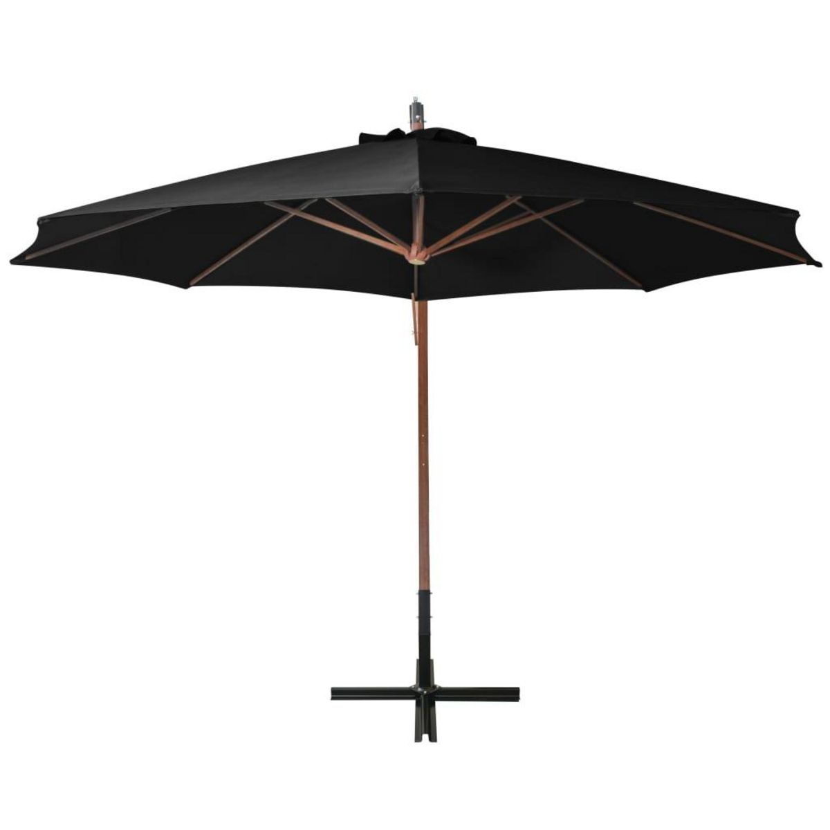 VIDAXL Parasol de jardin suspendu avec mat noir bois de sapin massif
