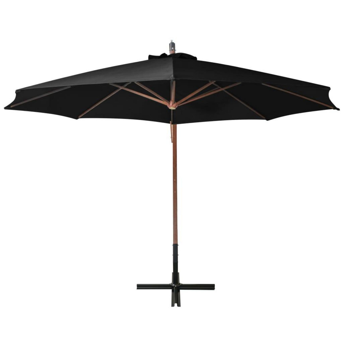 VIDAXL Parasol de jardin suspendu avec mat noir bois de sapin massif