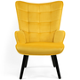 Voir la diapositive 3 : ID MARKET Fauteuil scandinave ANIA avec repose pieds velours jaune