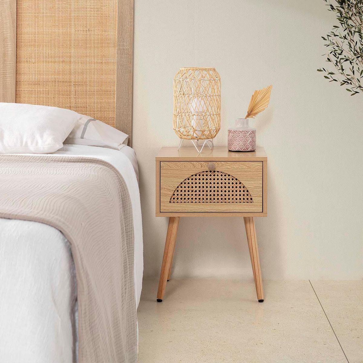 VS VENTA-STOCK Table de chevet Luna 1 tiroir couleur chêne