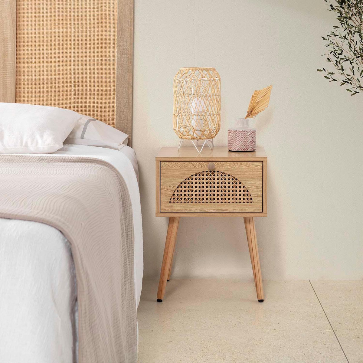 VS VENTA-STOCK Table de chevet Luna 1 tiroir couleur chêne