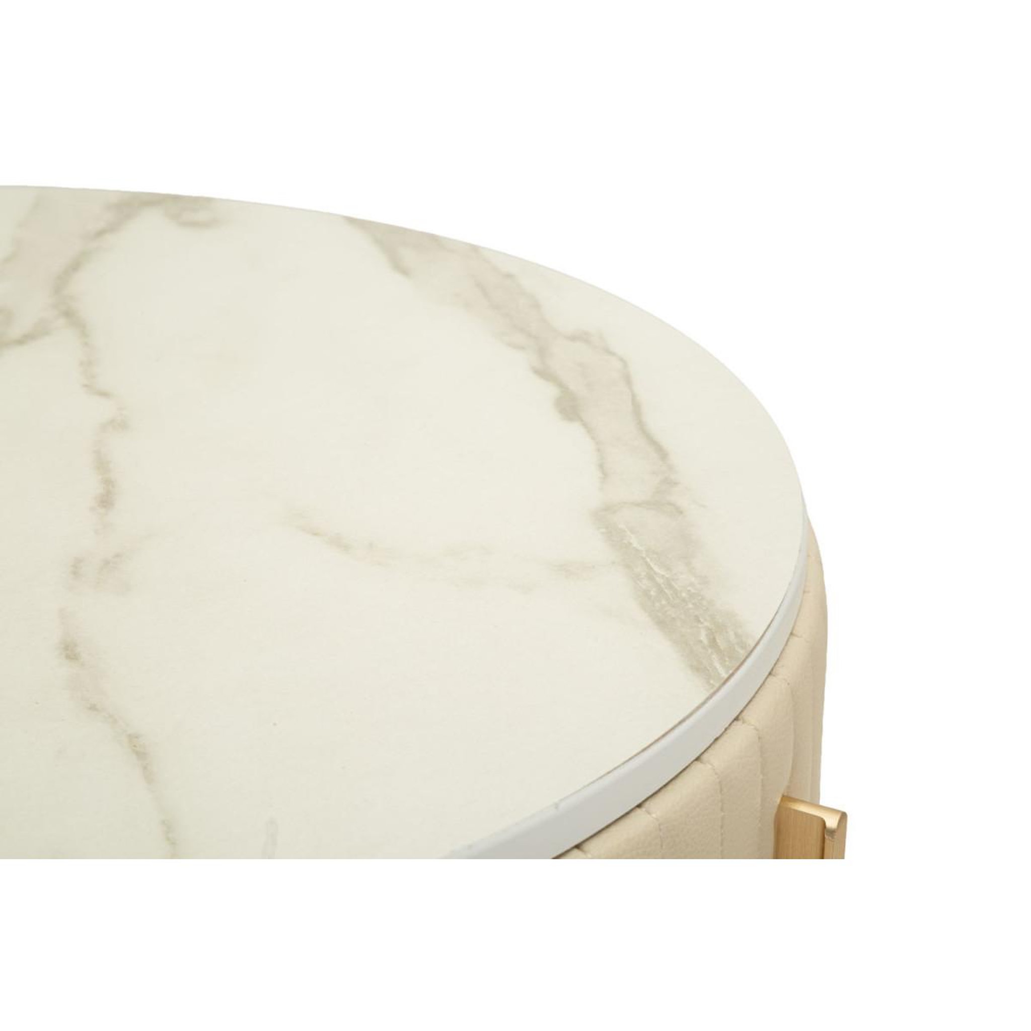 Voir la diapositive 5 : Paris Prix Table de Chevet avec Pouf  Pok  70cm Crème & Or