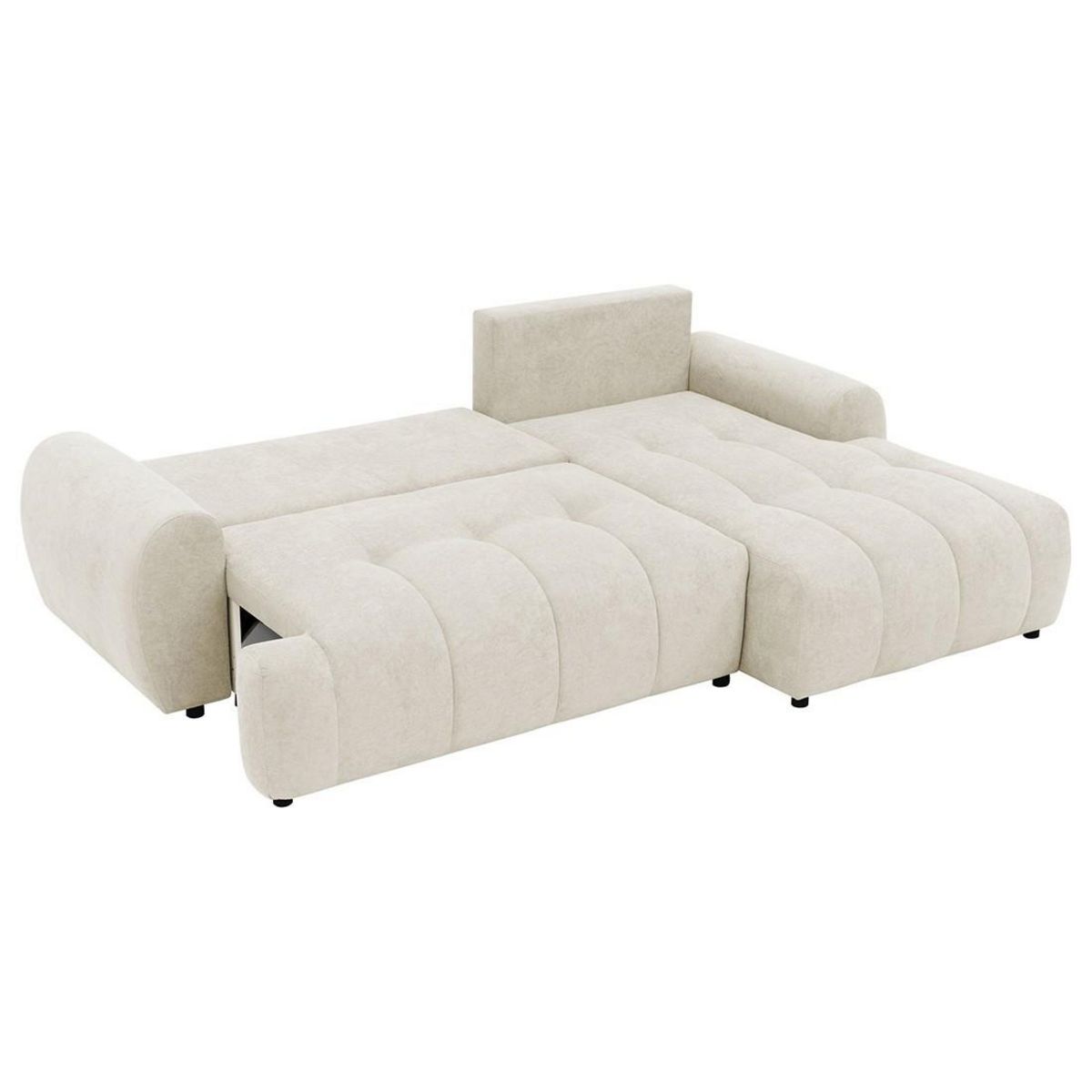 BEST MOBILIER Luzzio - canapé d'angle droit 4 places convertible avec coffre en tissu texturé