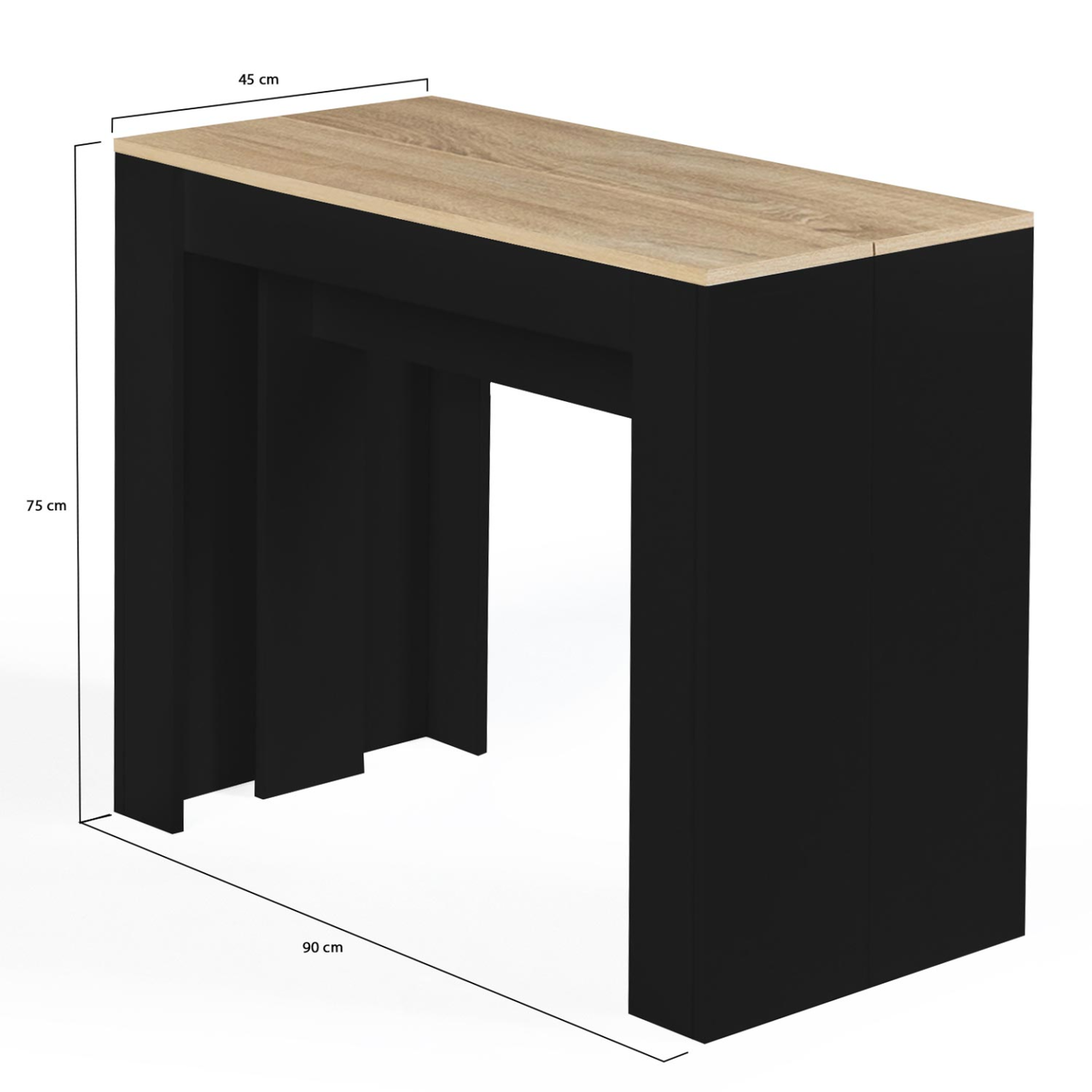 Voir la diapositive 5 : ID MARKET Table console extensible orlando 10 personnes 235 cm bois noir et façon hêtre