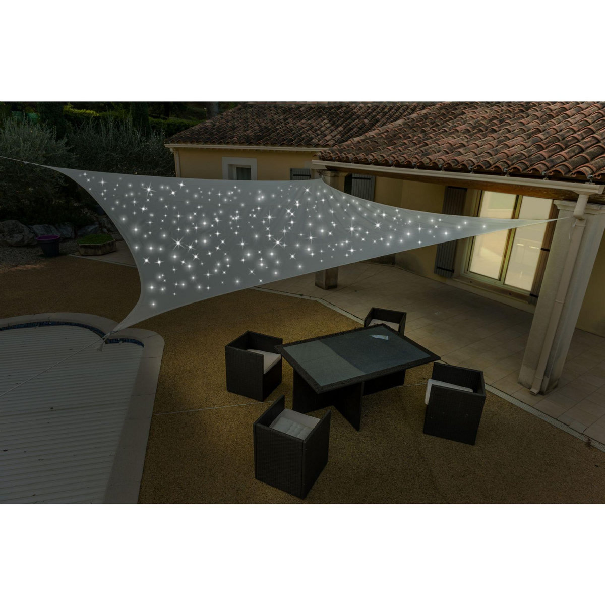 WERKAPRO Voile d'ombrage solaire 200 Led 3x4m taupe WERKA PRO