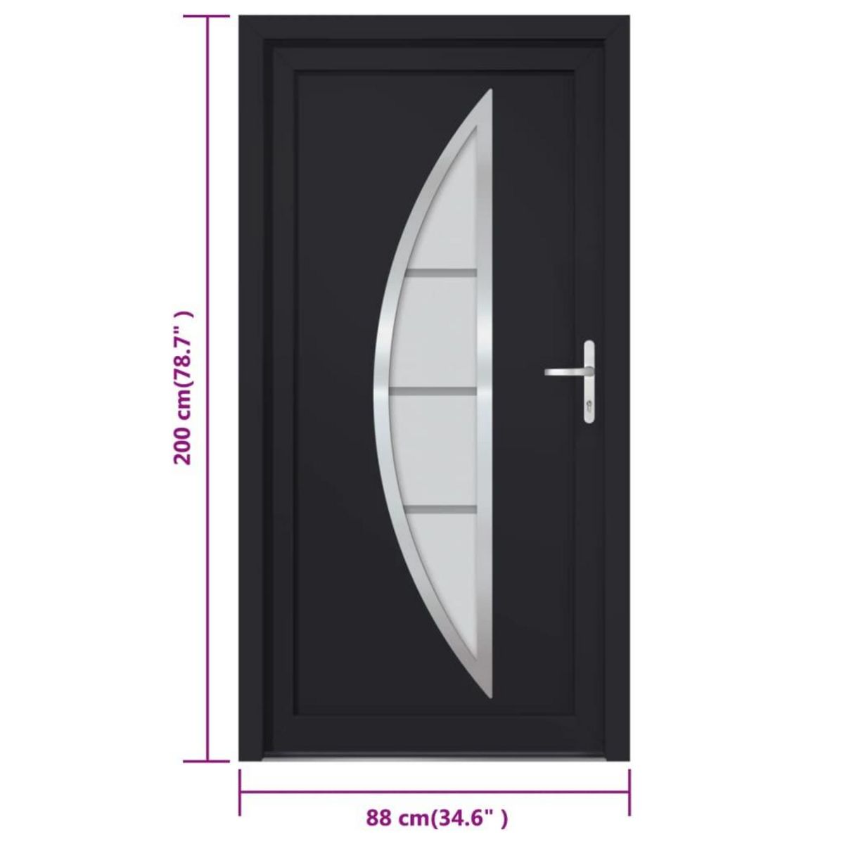 VIDAXL Porte d'entree anthracite 88x200 cm PVC