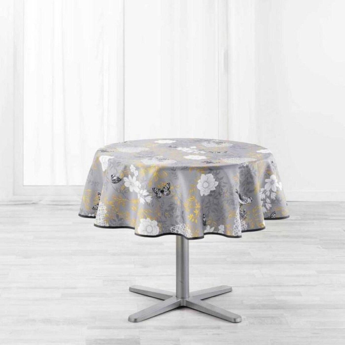 Paris Prix Nappe Ronde Imprimée  Joline  180cm Jaune