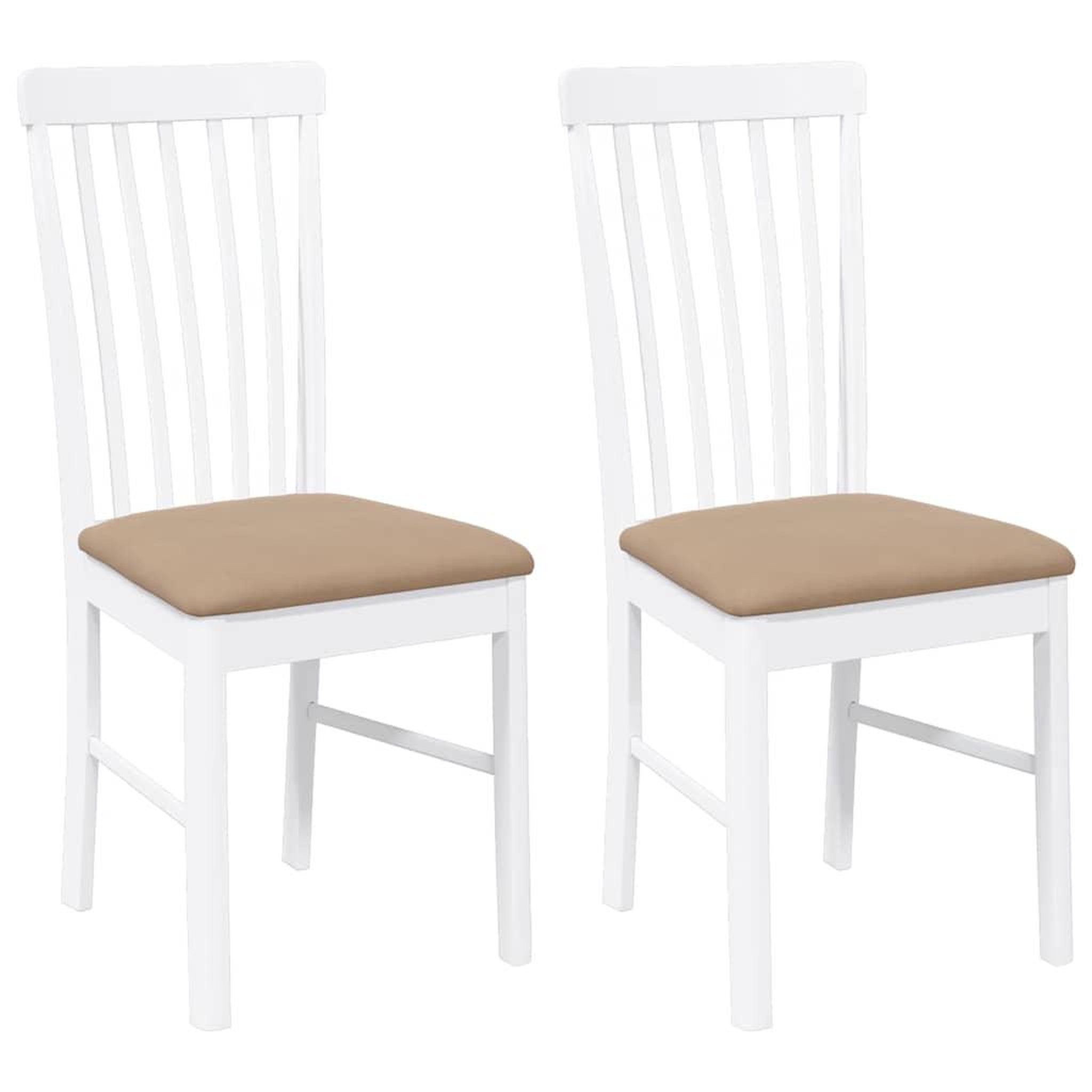 Voir la diapositive 2 : VIDAXL Chaises a manger coussins 2 pcs blanc bois massif caoutchouc