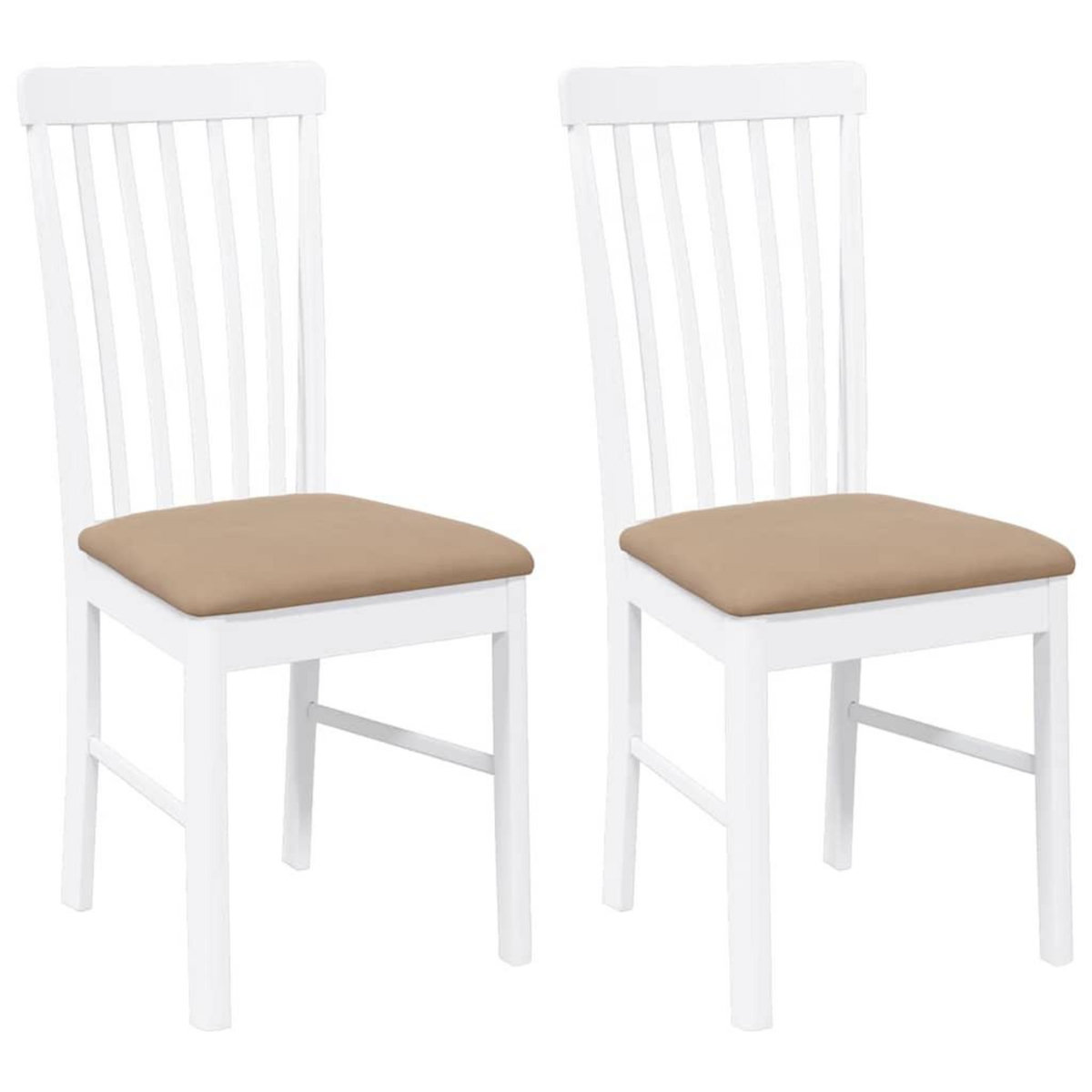 VIDAXL Chaises a manger coussins 2 pcs blanc bois massif caoutchouc