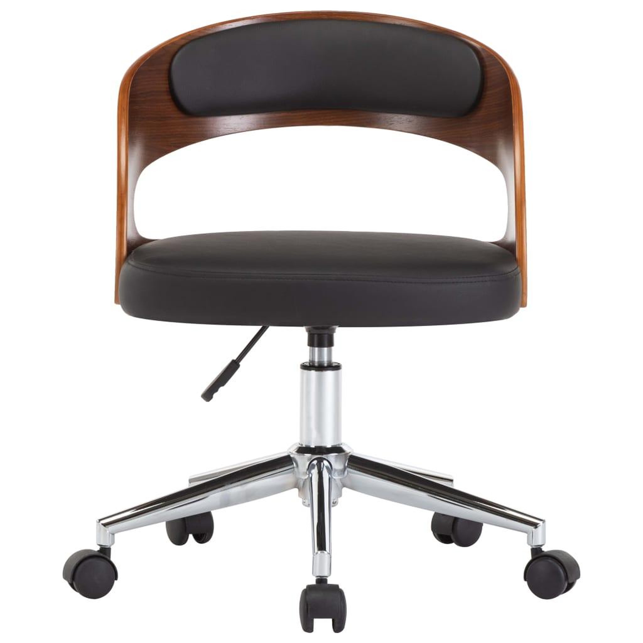 Voir la diapositive 3 : VIDAXL Chaise pivotante de bureau Noir Bois courbe et similicuir